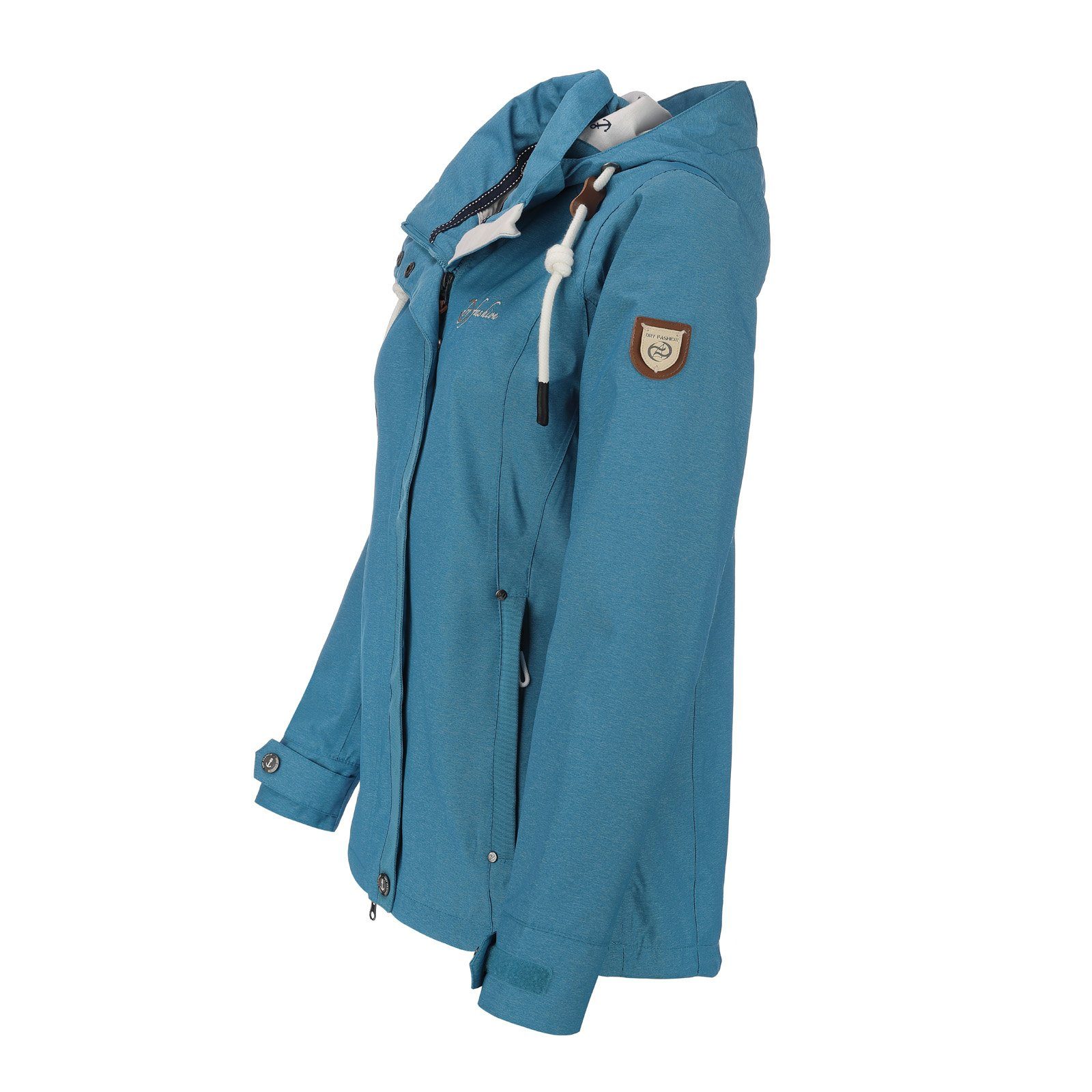 abnehmbarer Fashion Dry Kapuze Jacke - blau Greetsiel melange Damen mit Funktionsjacke wasserdicht winddicht