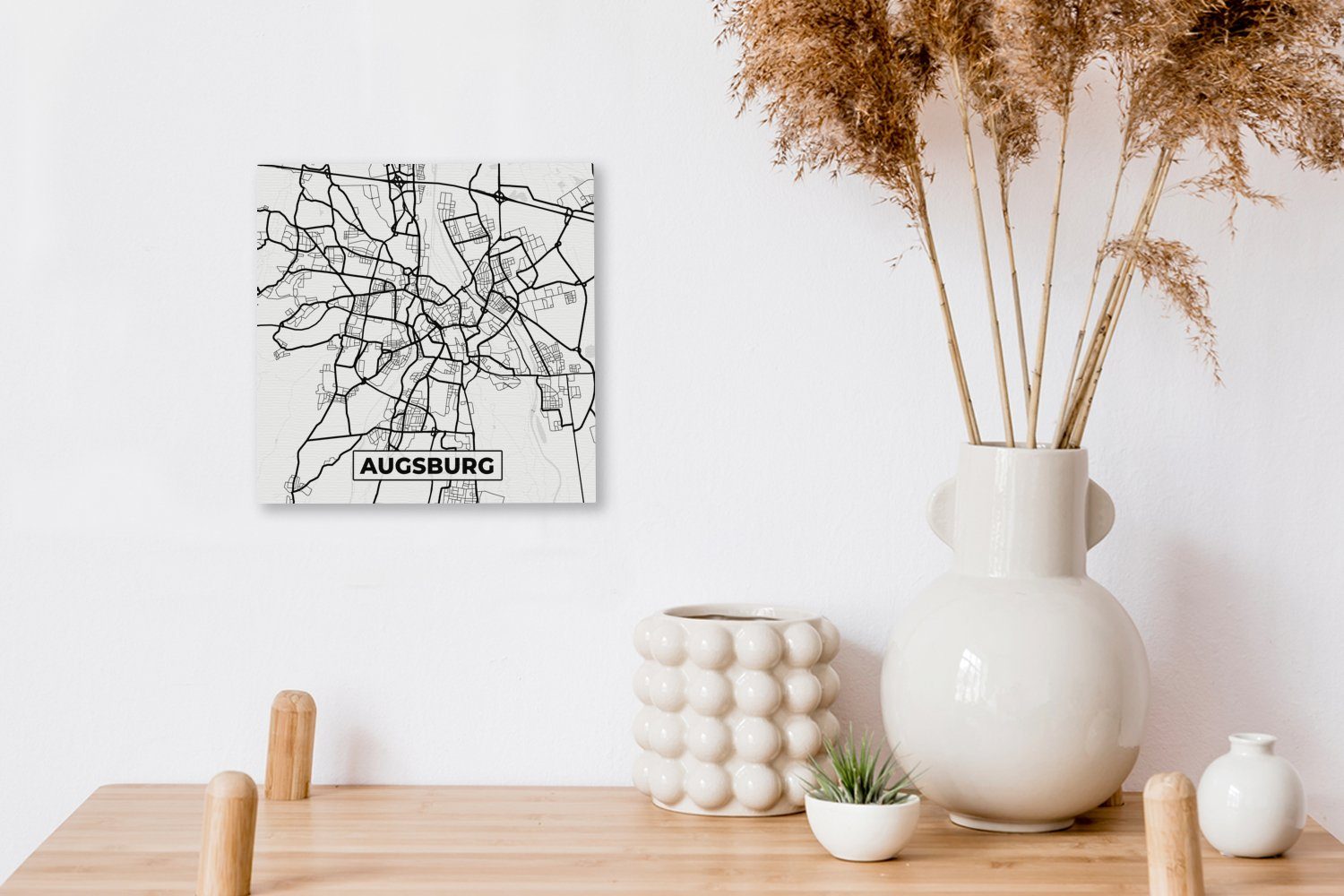 OneMillionCanvasses® Leinwandbild Karte - Augsburg (1 Leinwand Karte, Stadtplan Wohnzimmer Bilder St), Schlafzimmer - für 