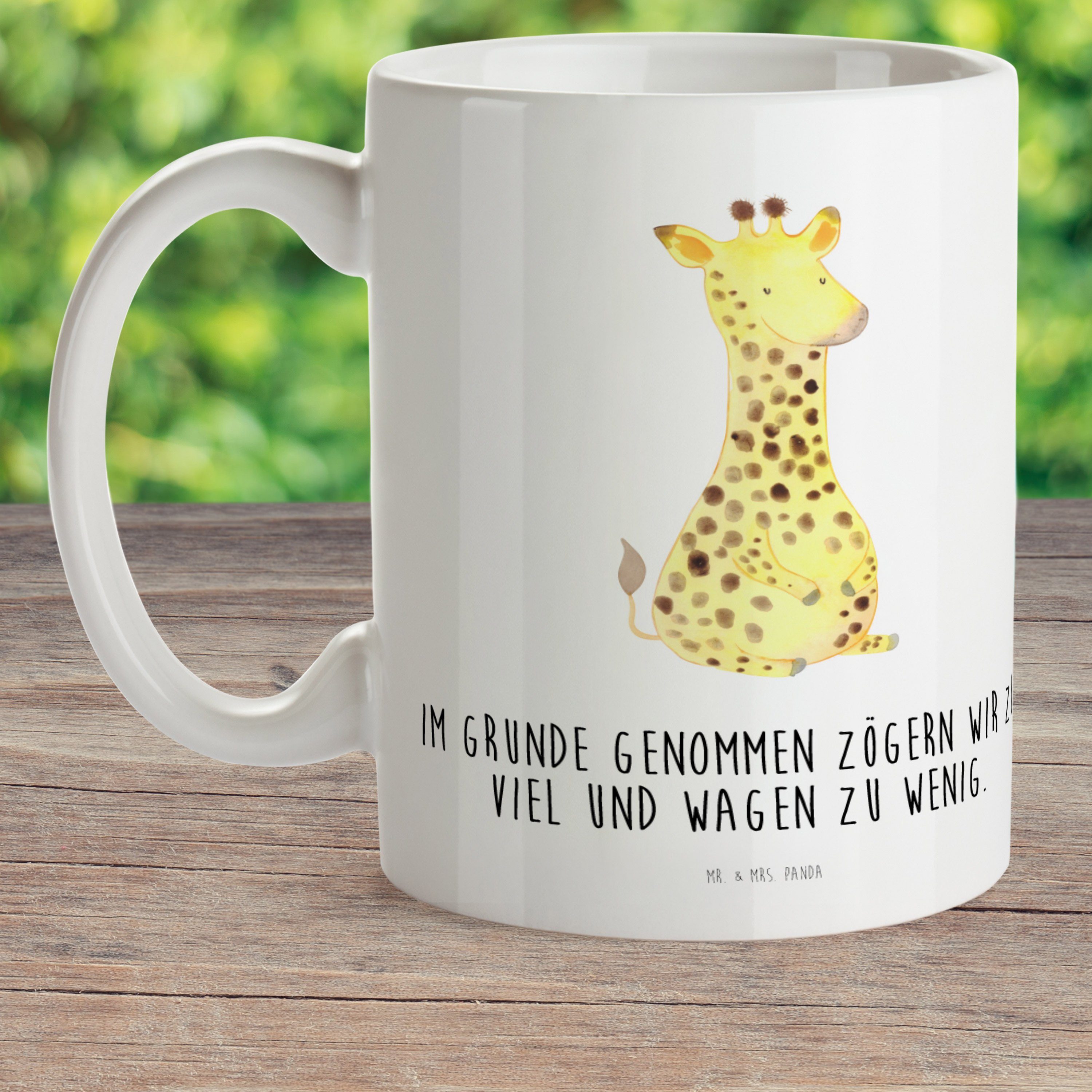 Mr. & Mrs. Panda Kinderbecher - Geschenk, Zufrieden Reisebech, Giraffe Glück, Kunststoff - Camping Becher, Weiß