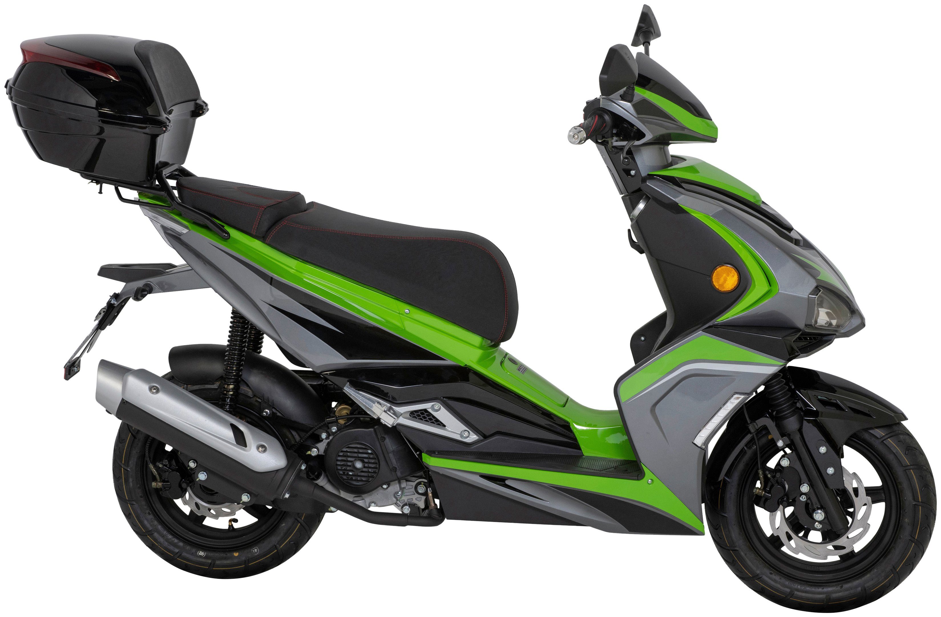 GT UNION Topcase km/h, 45 (Set), mit Motorroller Euro Striker, 50 ccm, 5, grün/schwarz