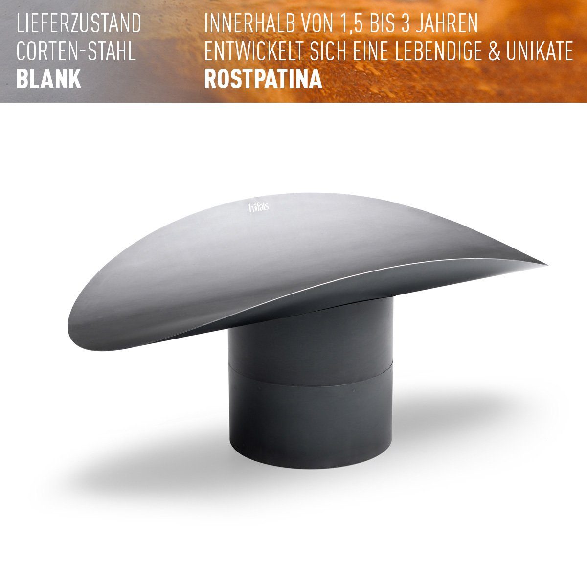 höfats Feuerschale ELLIPSE Fuß, (Zubehör für ELLIPSE Feuerschale, erhöht Feuerstelle um 18 cm, einfache Steck-Montage), Ø 35 cm, 18 cm Höhe