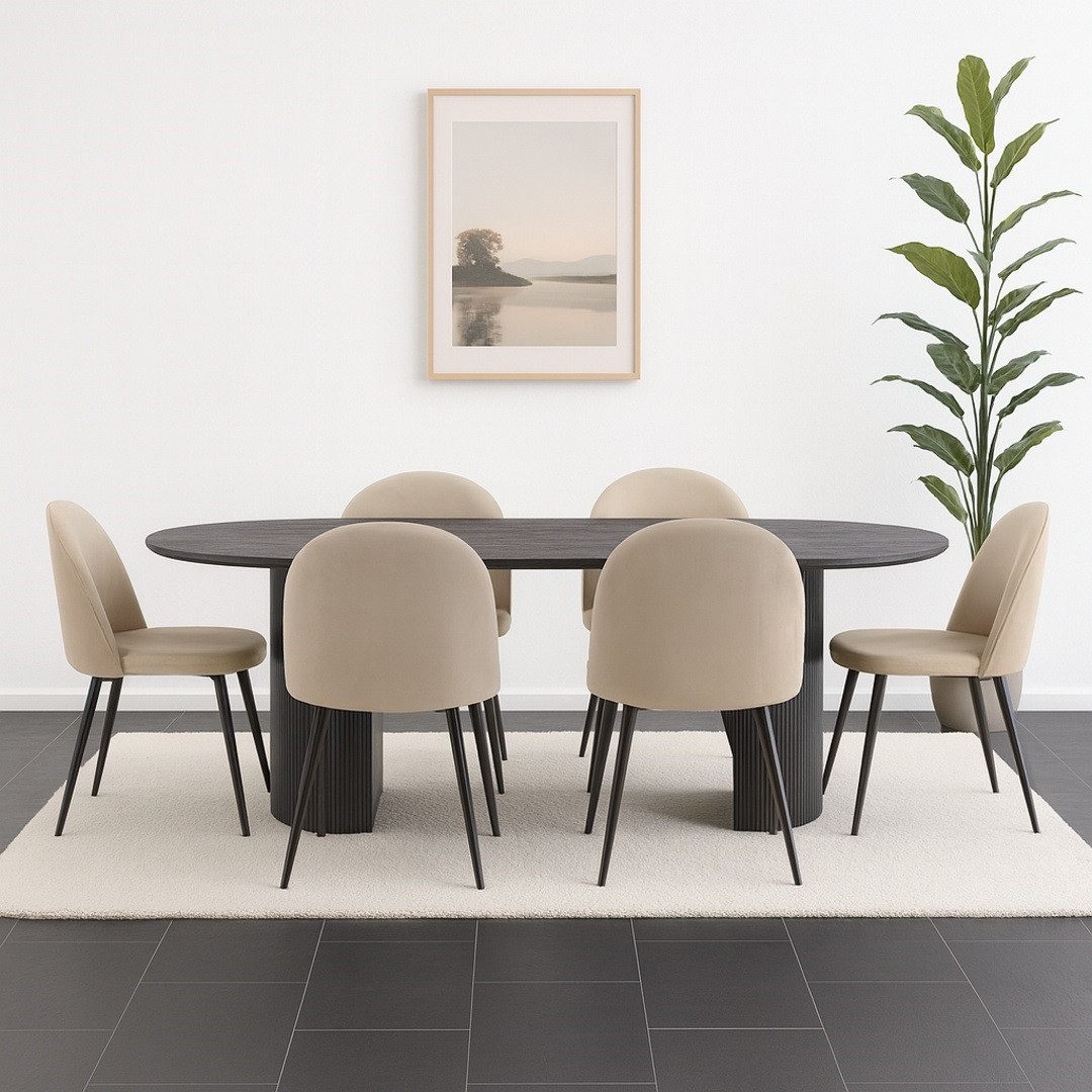 ebuy24 Essgruppe Kyoto Essgruppe Esstisch dunkelbraun, 6 Stühle aus, (7-tlg) – Bild 2 von 5