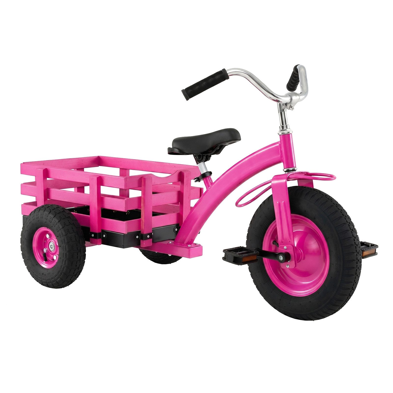 COSTWAY Dreirad, Kinderfahrrad mit verstellbarem Sitz, Lenker & Anhänger