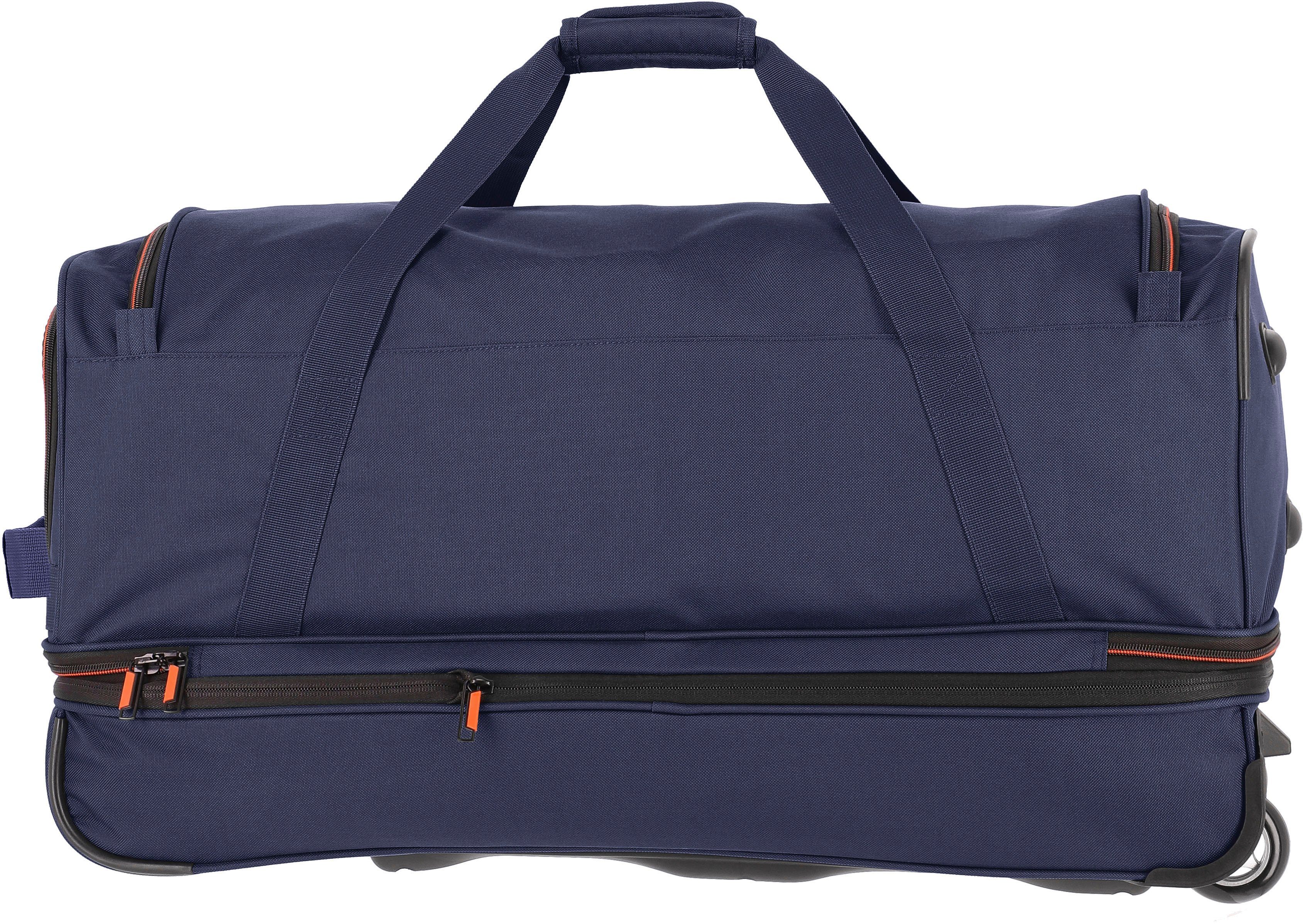 und Basics, marine-orange 70 Volumenerweiterung cm, mit Trolleyfunktion travelite Reisetasche