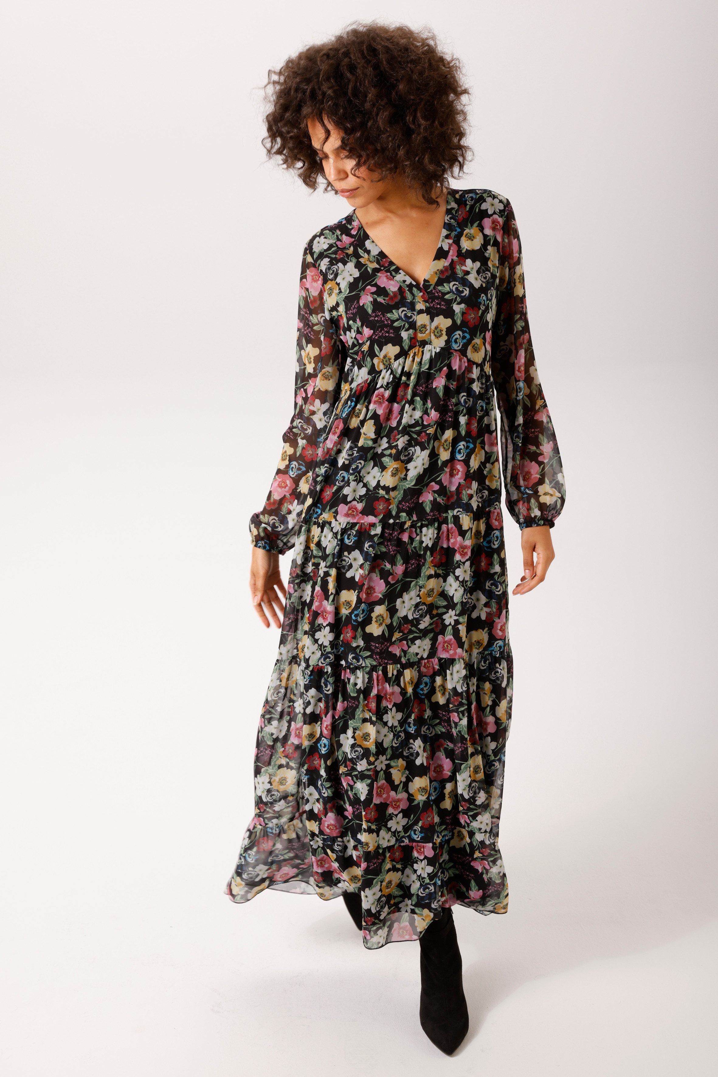 Aniston CASUAL Maxikleid mit farbenfrohen, romantischen Blumendruck - NEUE KOLLEKTION