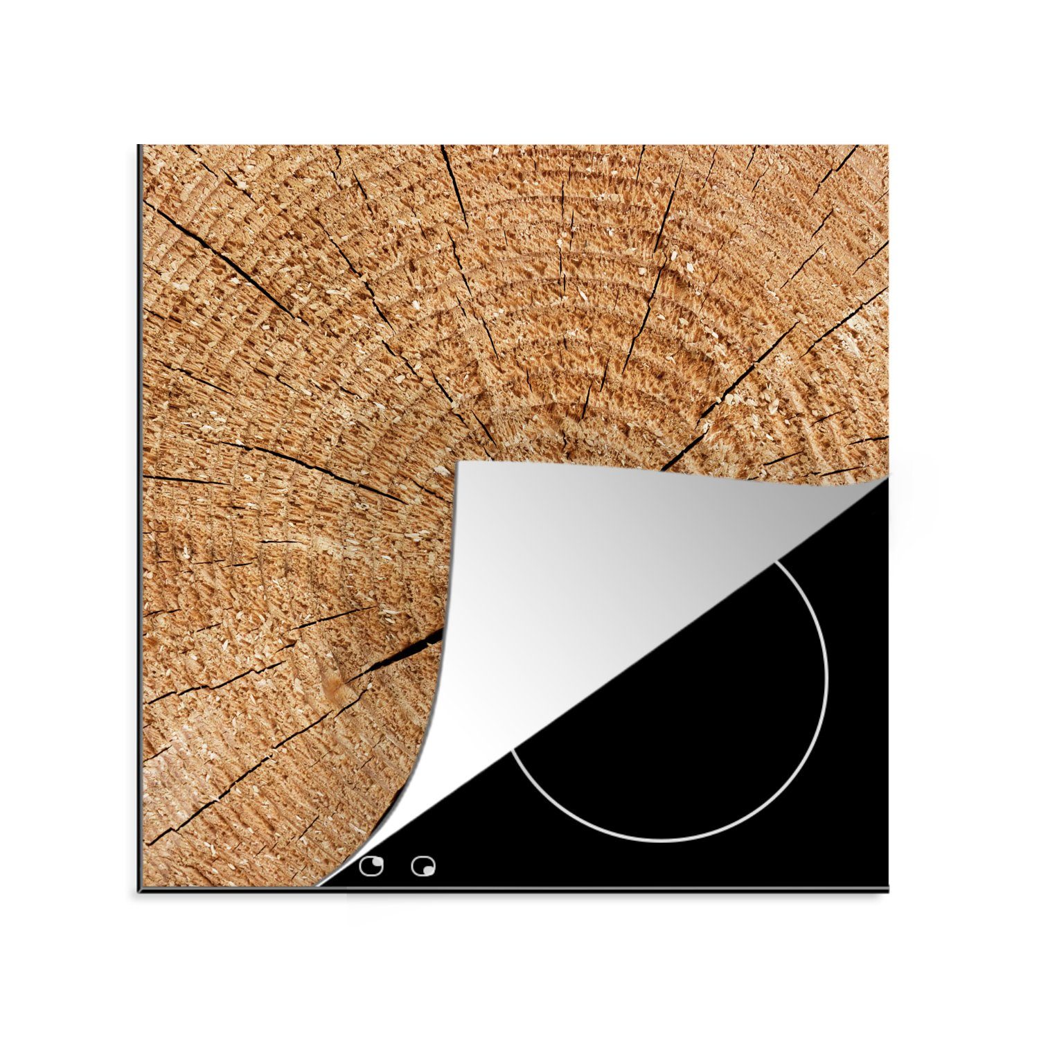 MuchoWow Herdblende-/Abdeckplatte Baumstumpf - Jahresring - Struktur - Baum, Vinyl, (1 tlg), 78x78 cm, Ceranfeldabdeckung, Arbeitsplatte für küche