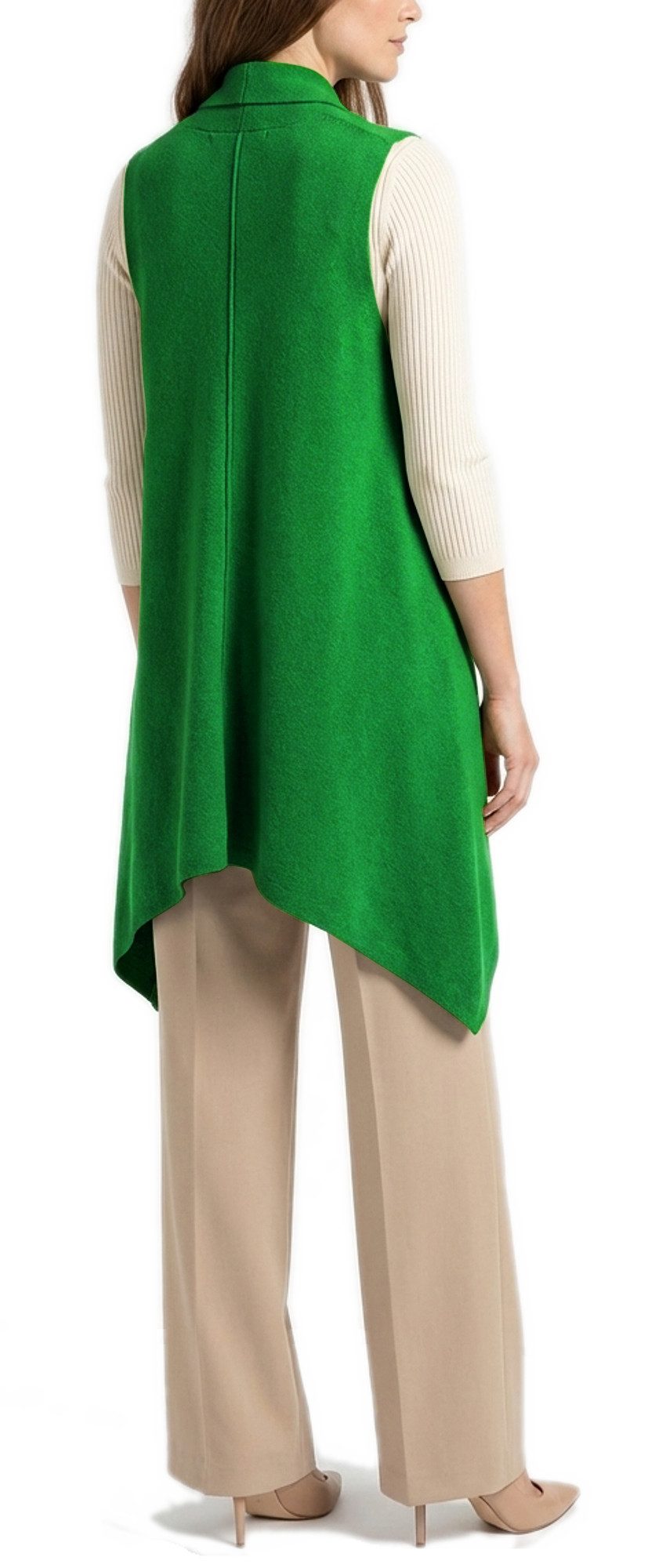 dy_mode Longweste Damen Strickweste lang Elegante Weste für die Übergangszeit in Unifarbe, ohne Verschluss, mit Vordertaschen