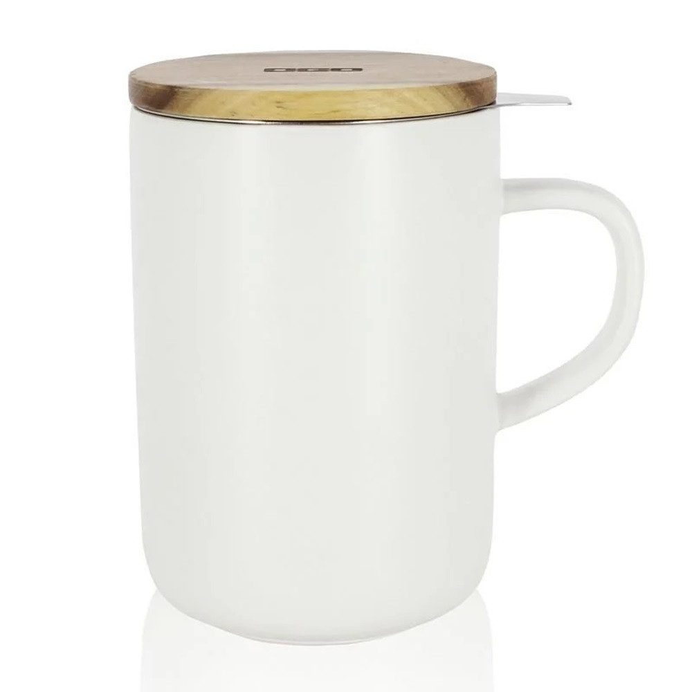 Ogo Living Tasse Ogo Living Juliet Teetasse 475 ml Steinzeug mit Deckel aus Holz