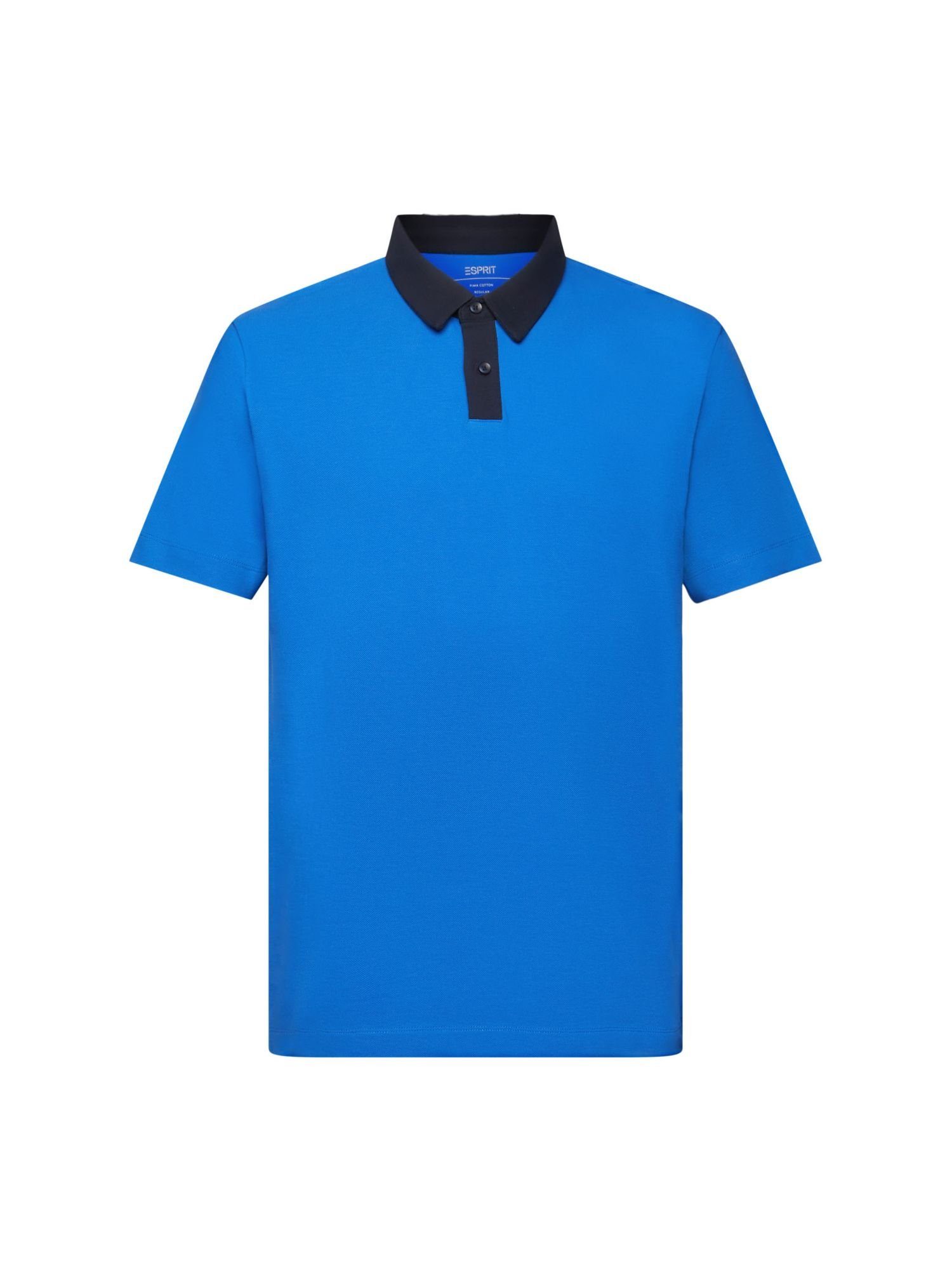 Esprit Collection Poloshirt Poloshirt aus Baumwoll-Piqué BRIGHT BLUE