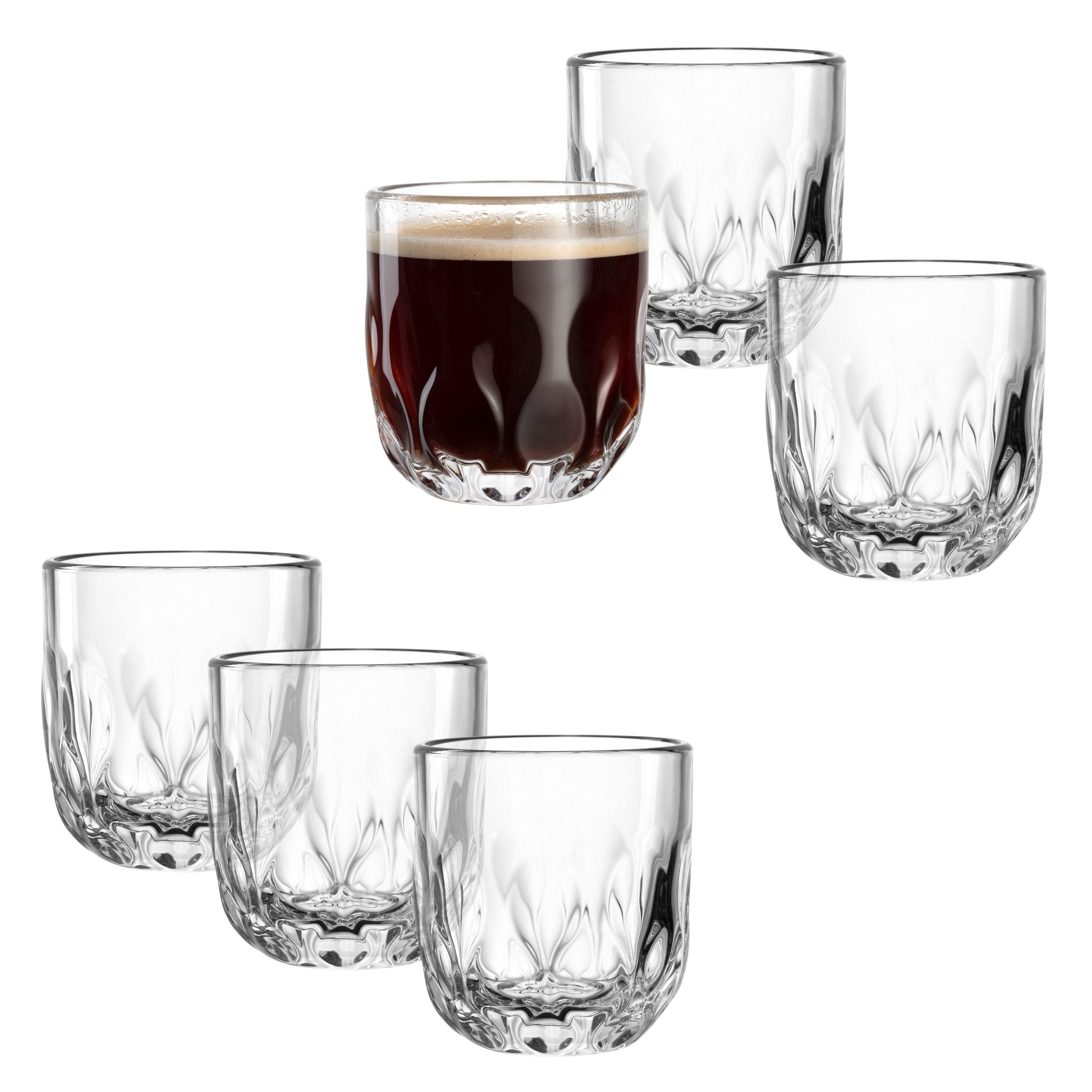 LEONARDO Gläser-Set Kaffee-Glas GOCCE, 220 ml, 6er-Set, 6-tlg., Glas, 3. Variante, mit Tropfenrelief