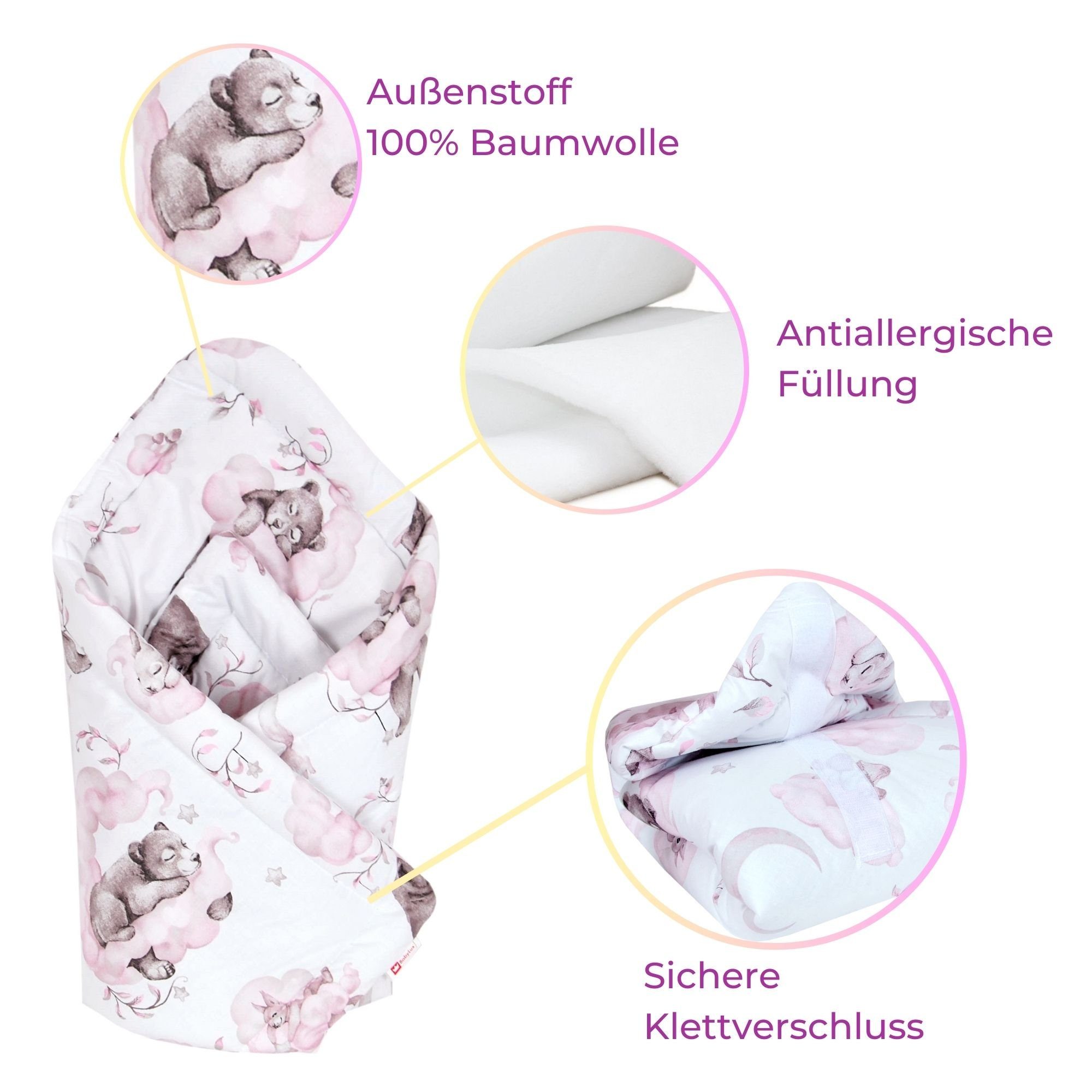 Babydecke BABYLUX Einschlagdecke BABYHÖRNCHEN 75x75cm Neugeborene, günstig online kaufen