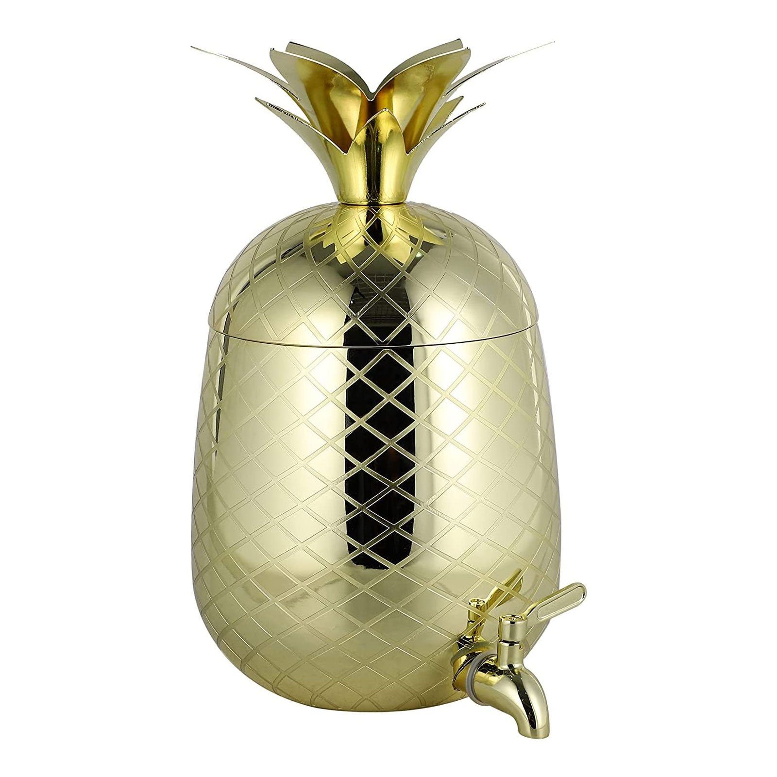 ECHTWERK Getränkespender Ananas/ Pineapple, mit Zapfhahn aus hochwertigem  Edelstahl, 33 x 19,5 cm, 4,7 L, Stilvoller Pineapple Getränkespender im  Retro Design mit abnehmbarem Deckel