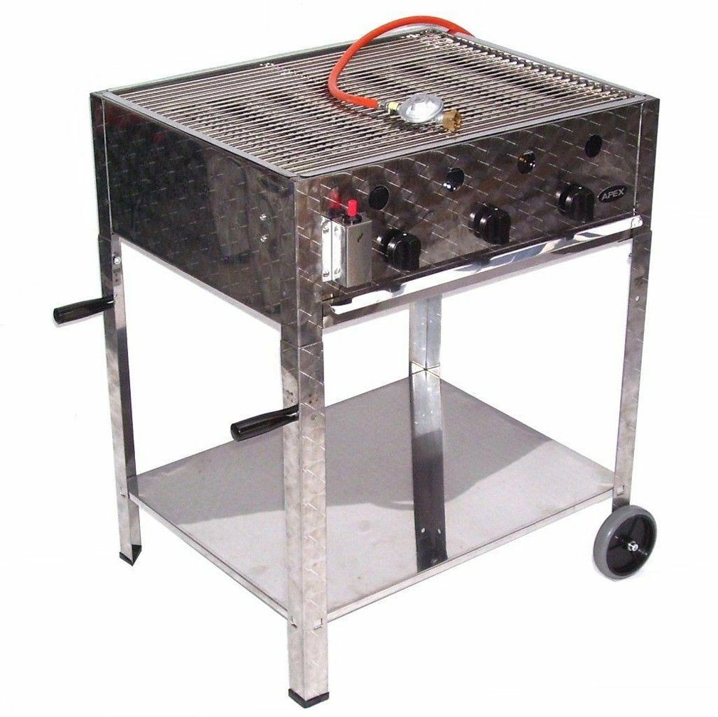 Apex Gasgrill EDELSTAHL GASBRÄTER 10 kW 3 flammig GASGRILL BRÄTER GRILL