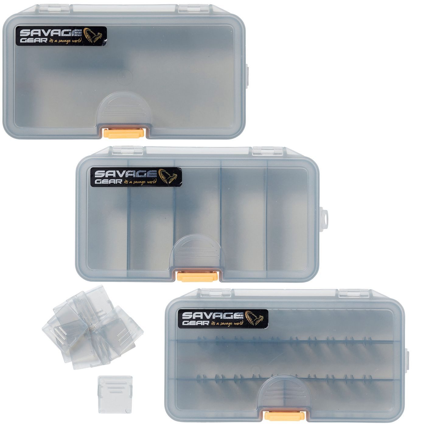 Angelkoffer Savage Gear 16,1x9,1x3,1cm Lurebox Smoke Combi Kit - 3 Köderboxen