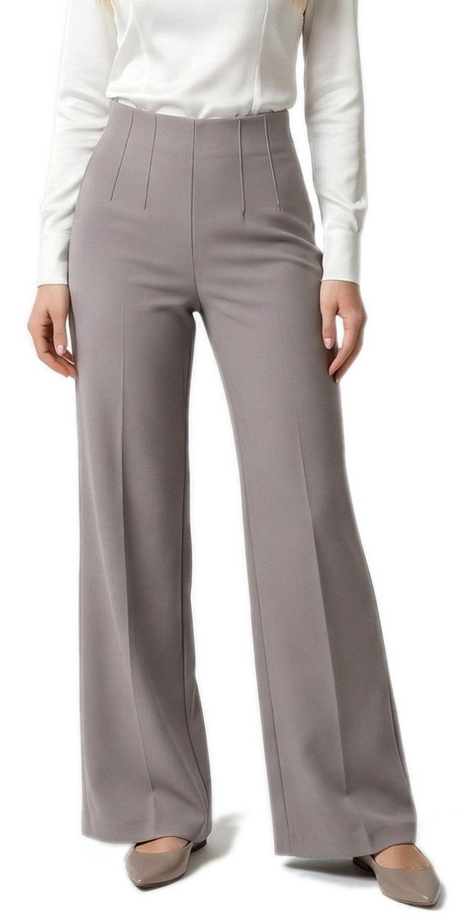 dy_mode Anzughose Damen Freizeithose Palazzohose Stoffhose High Waist Stretchhose in Unifarben, mit weitem Bein