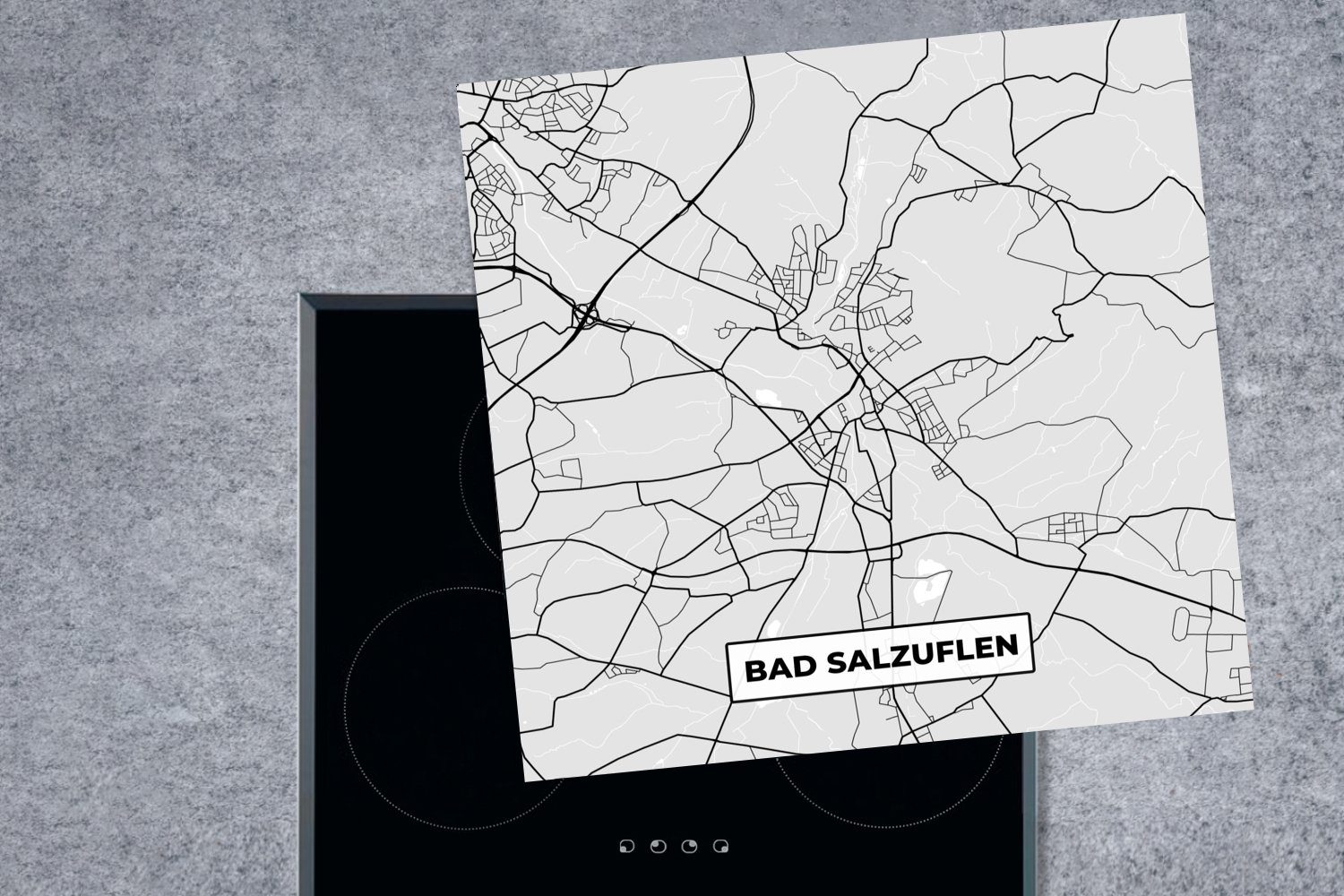 MuchoWow Herdblende-/Abdeckplatte Stadtplan - Karte Bad küche für Arbeitsplatte Salzuflen - Vinyl, Karte, tlg), von cm, 78x78 - Ceranfeldabdeckung, (1 Deutschland