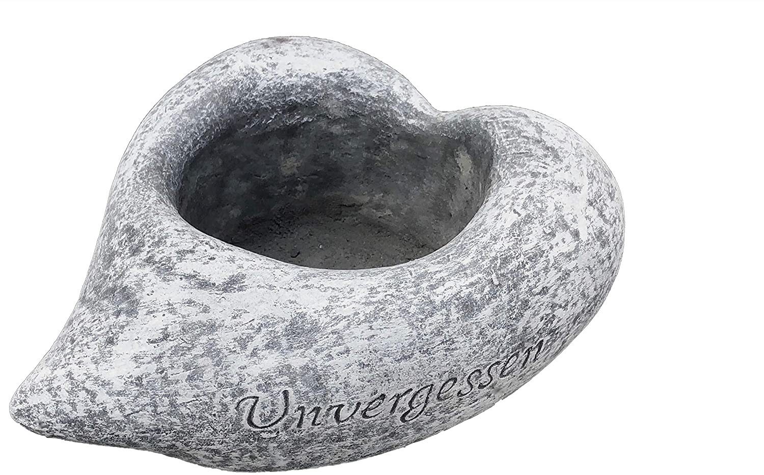 und Grabschmuck Style Unvergessen, Frost- Gartenfigur Herz Stone and wetterfest Pflanzschale Steinfigur