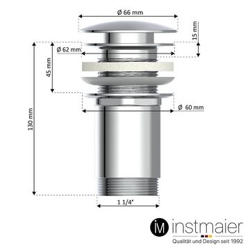 instmaier Ablaufventil Pop-Up-Ventil für Waschbecken, Farbe Chrom, ohne Überlauf