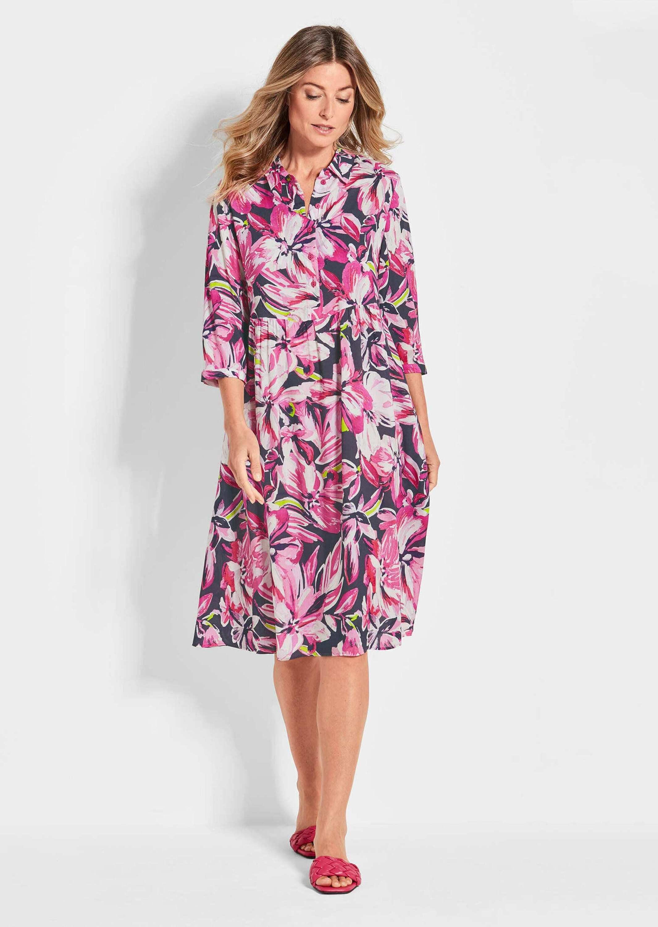 GOLDNER Blusenkleid Hemdblusenkleid mit Allover-Print Druckkleid mit Hemdkr günstig online kaufen