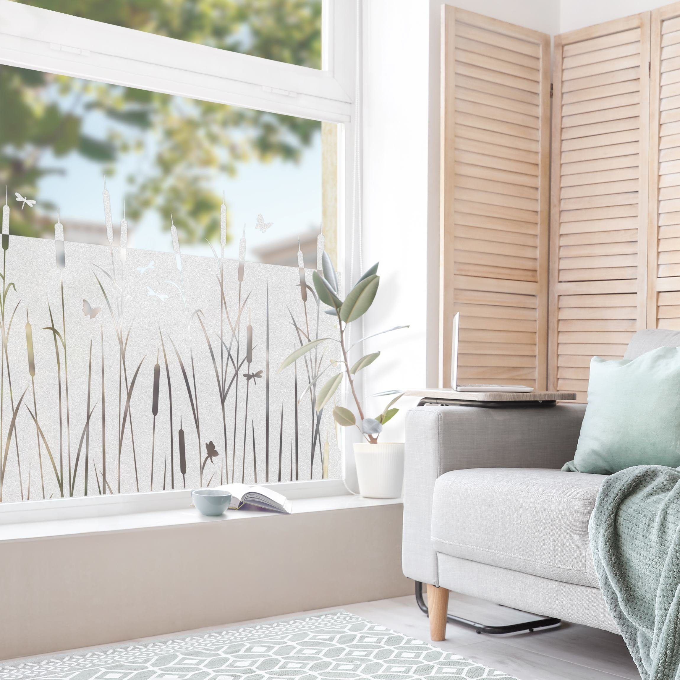 Bilderdepot24 Fensterfolie statisch haftend Motiv Fensterdeko Schilf Libellen Schmetterlingen, blickdicht, Innen Fenster Tür Balkontür Küche Badezimmer Wohnzimm – Bild 5 von 5