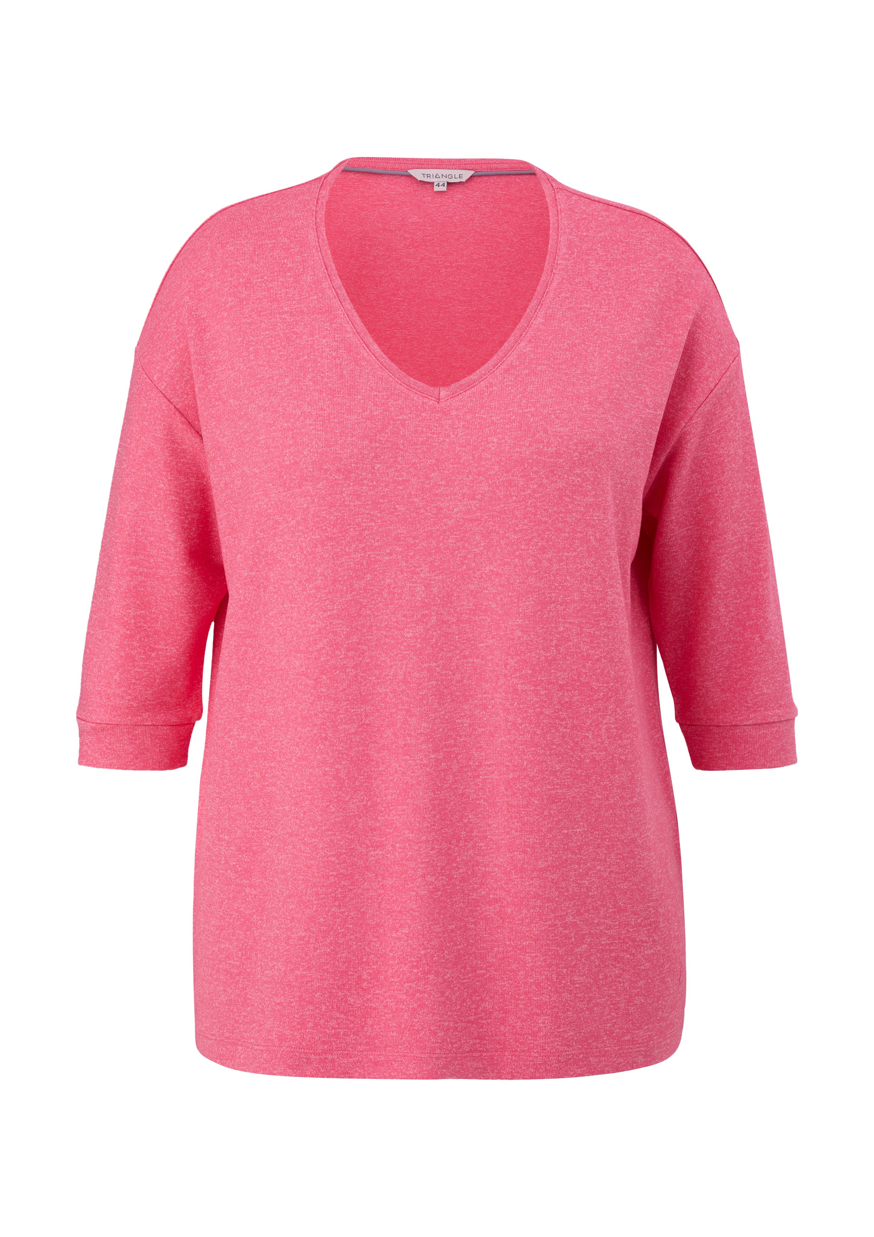 TRIANGLE 3/4-Arm-Shirt mit Stickerei T-Shirt V-Ausschnitt pink