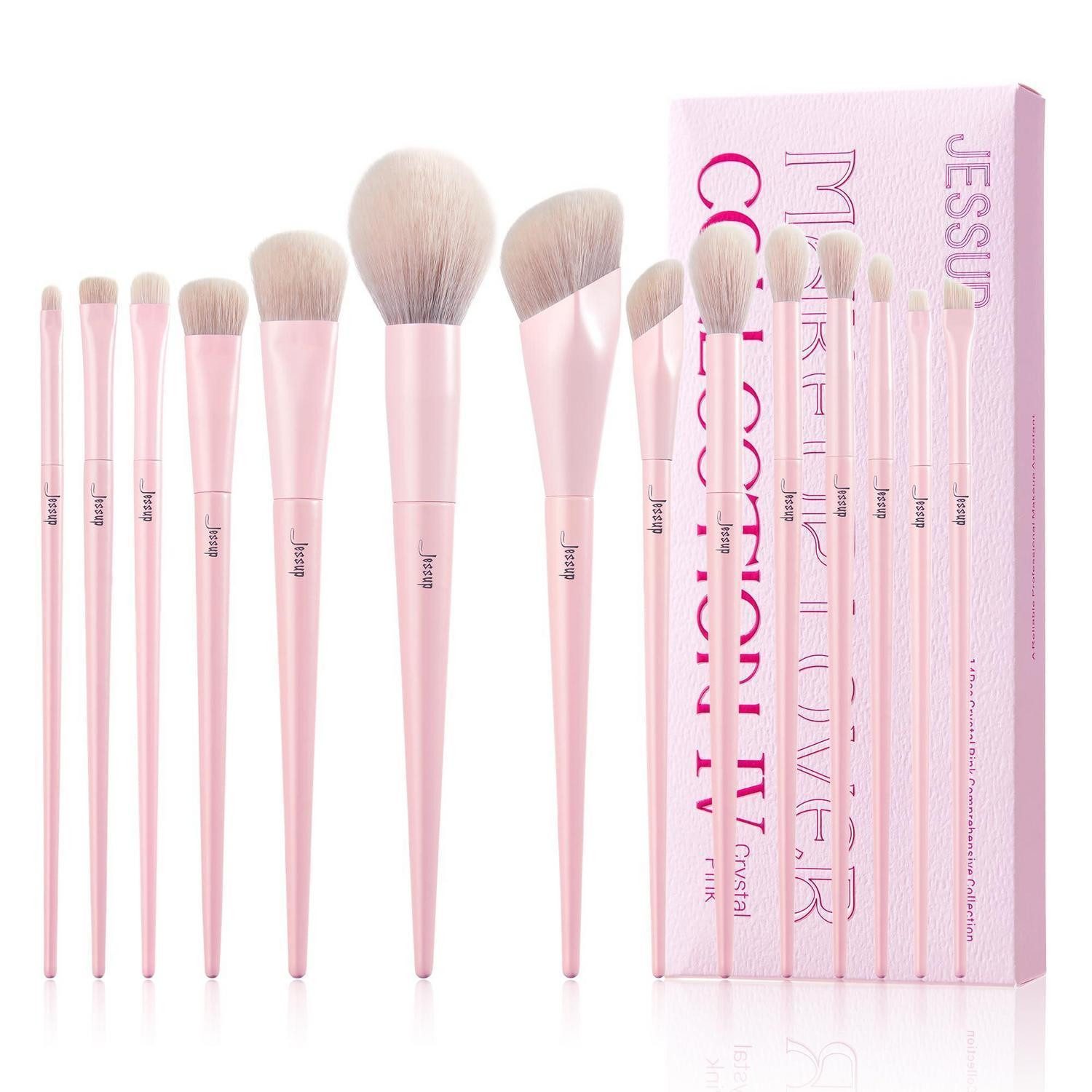 LuxusKollektion Kosmetikpinsel-Set Makeup Pinsel Set 14tlg Rosa Premium Vegan