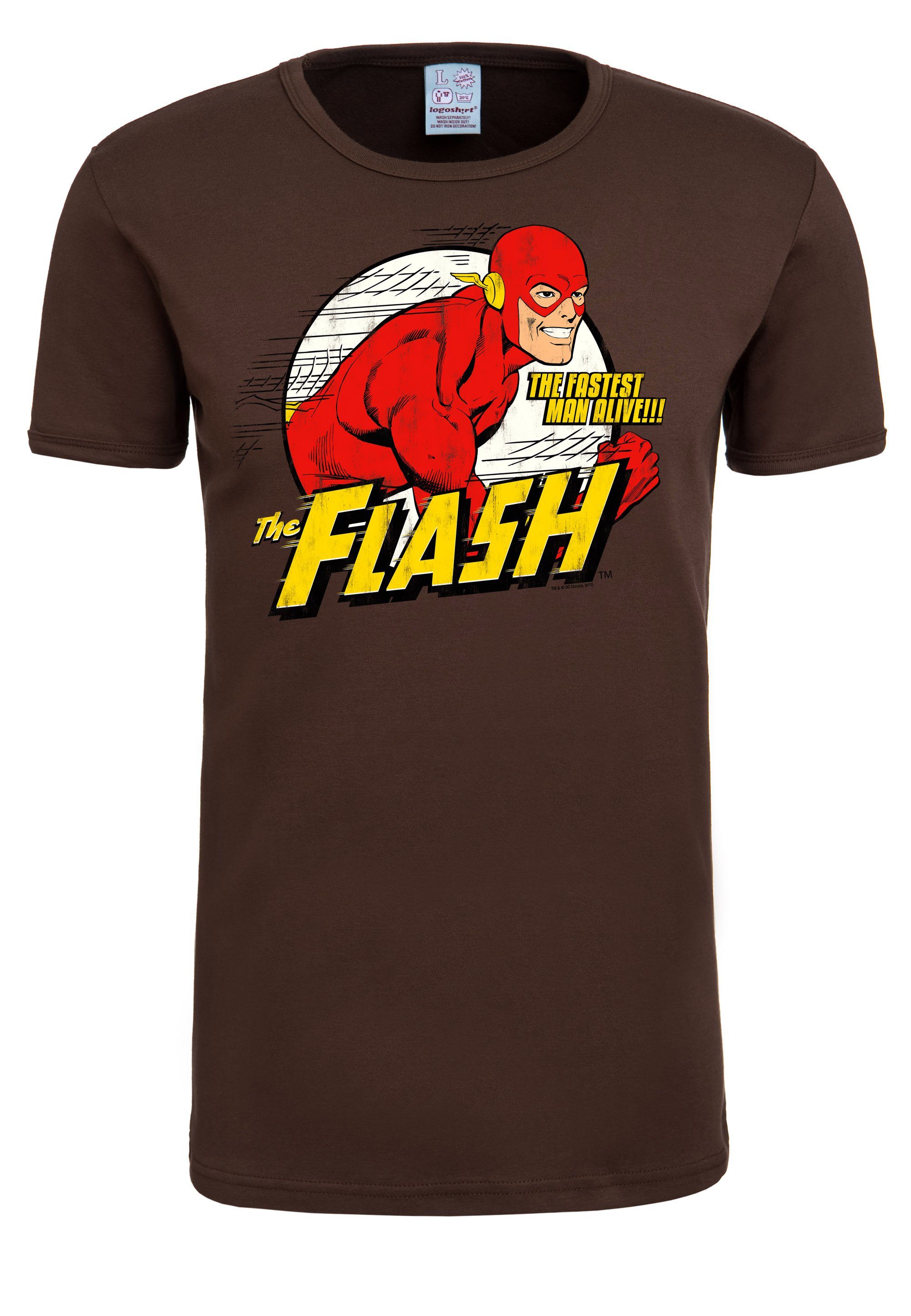 The T-Shirt Flash-Print, LOGOSHIRT mit Herren The The für T-Shirt Tolles von Flash Fastest tollem Logoshirt Man Alive