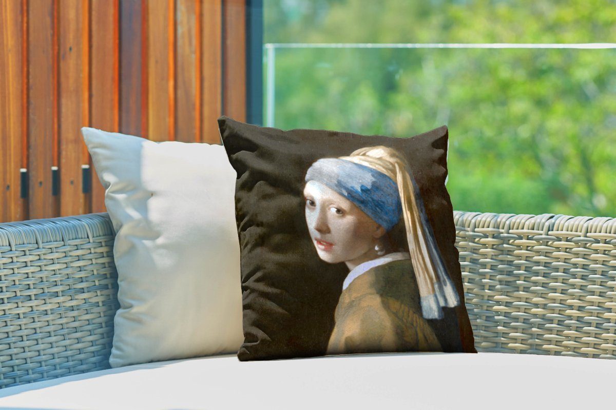 Dekokissenbezug, Mädchen Johannes dem Gemälde Perlenohrring Dekokissen Outdoor Vermeer, Das - Dekokissen, mit Kissenbezüge, Kissenhülle, MuchoWow von