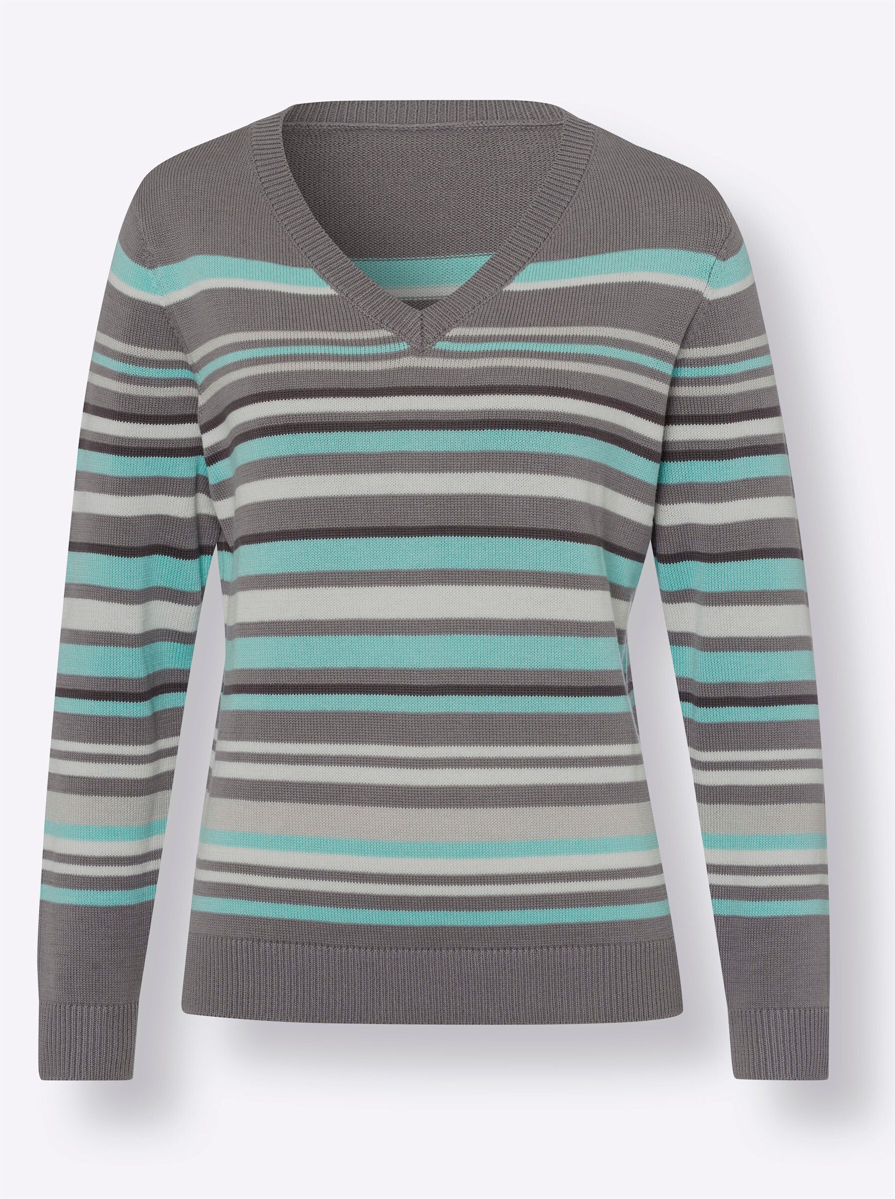 Strickpullover V-Pullover Langarm Jersey