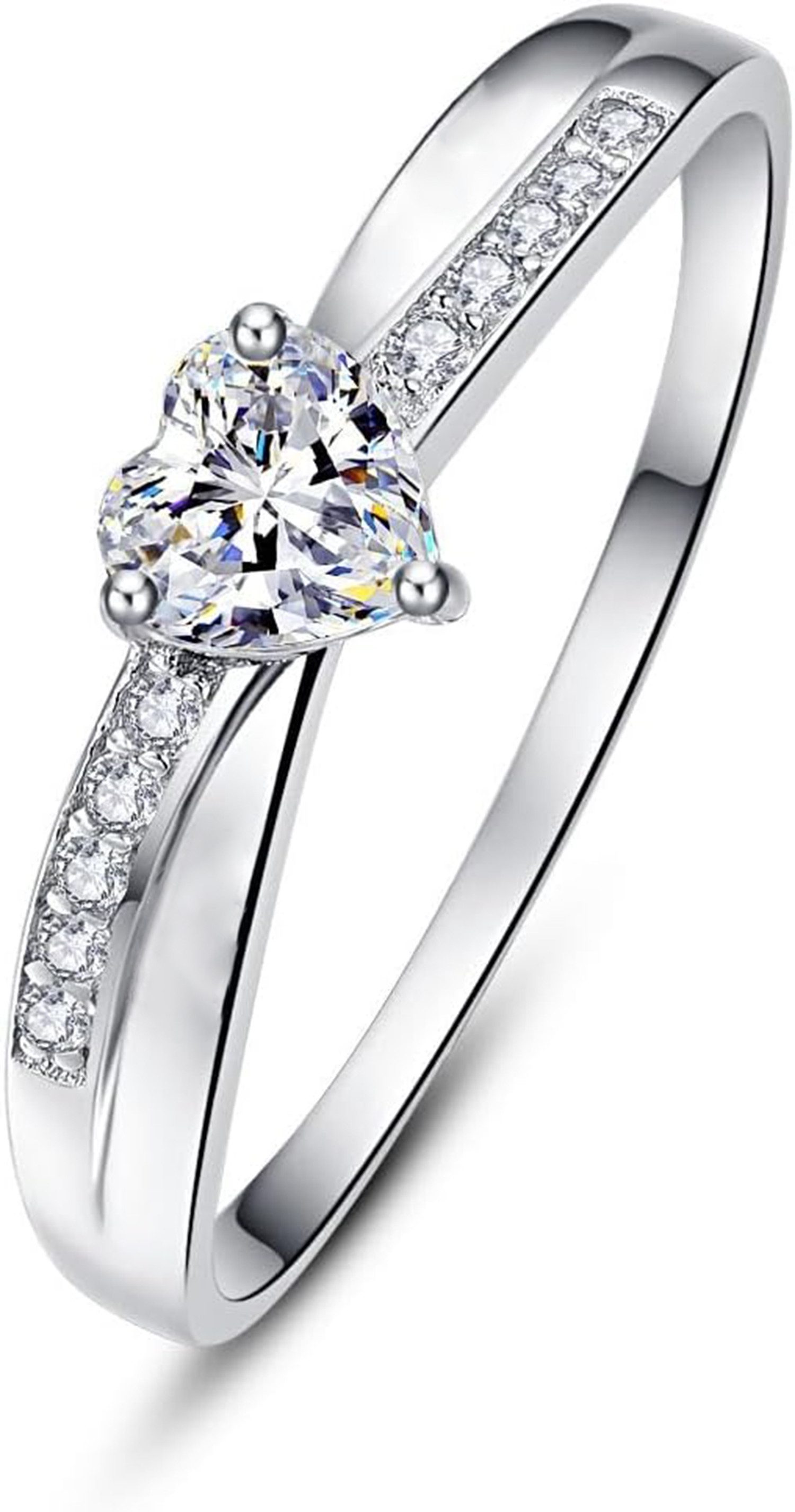 Jumpeak Diamantring 14-Karat-Goldring mit Diamant in Herzform, Echte Diamanten als Verlobungs-, Geburtstags- und Jubiläumsgeschenke