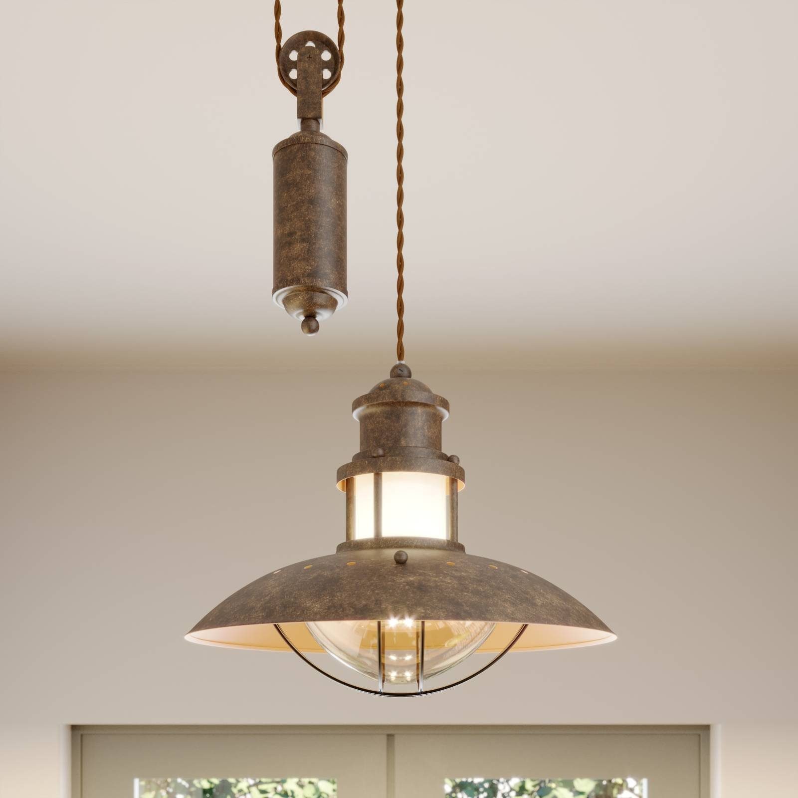 Lindby Hängeleuchte Louisanne, Metall, Braun IP20, 1 x 15 W LED