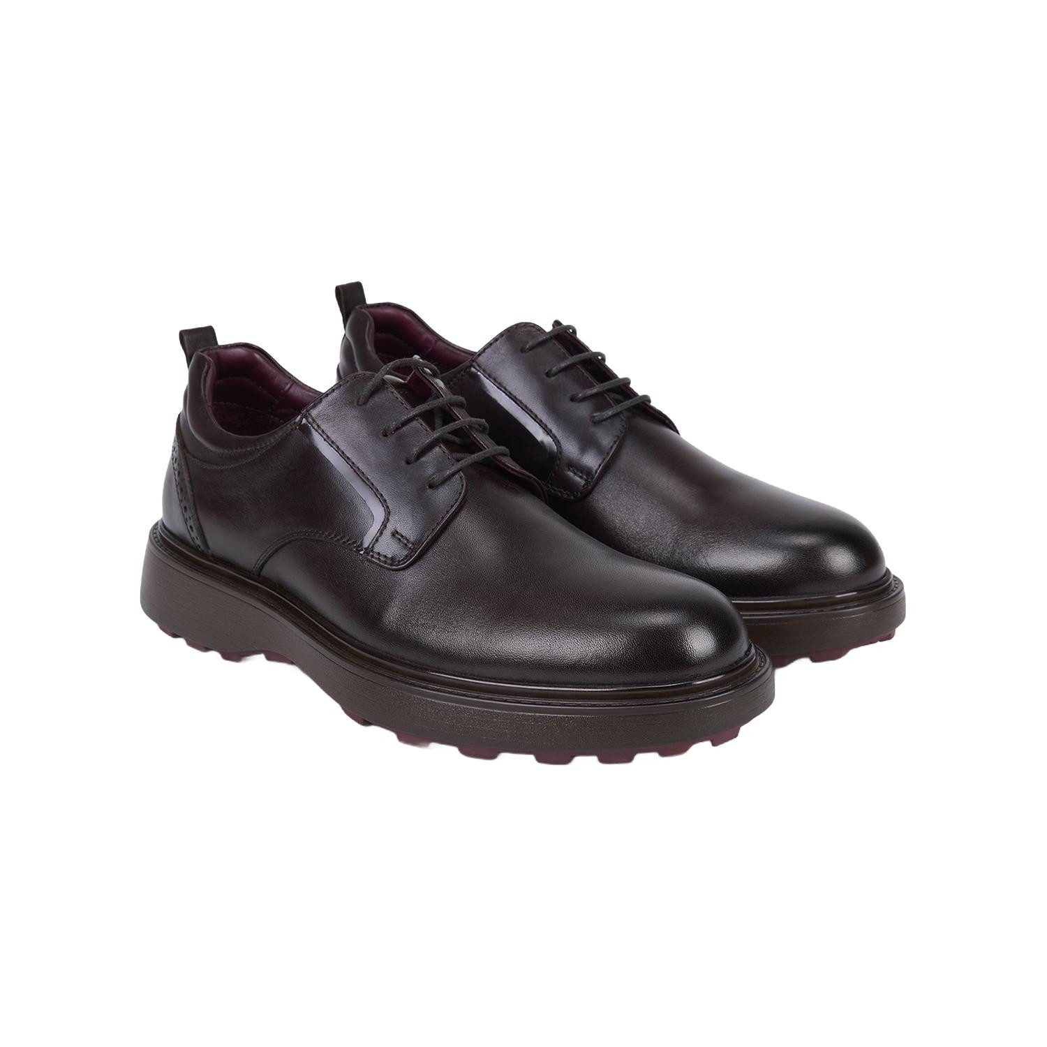 Desa DESA Herren-Schnürschuhe aus braunem Leder mit runder Zehenpartie Walkingschuh