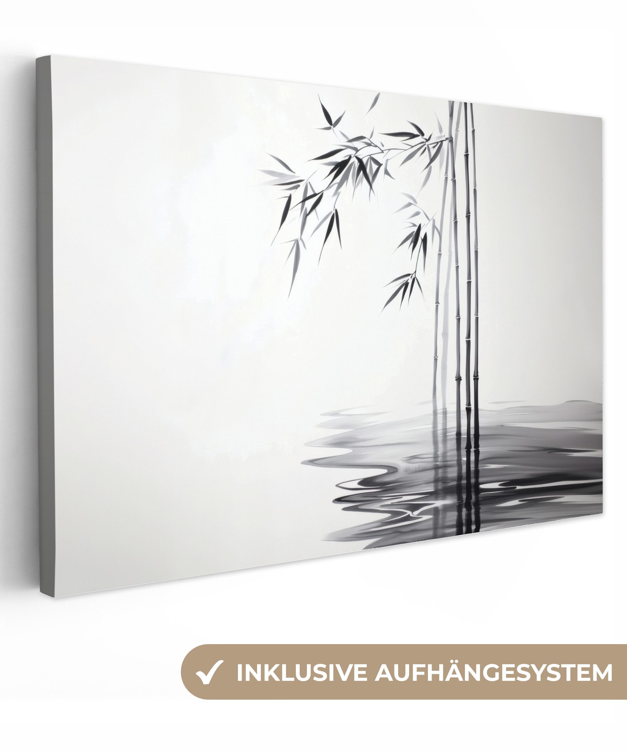 OneMillionCanvasses® Leinwandbild Bambusstämme - Wasser - günstig online kaufen