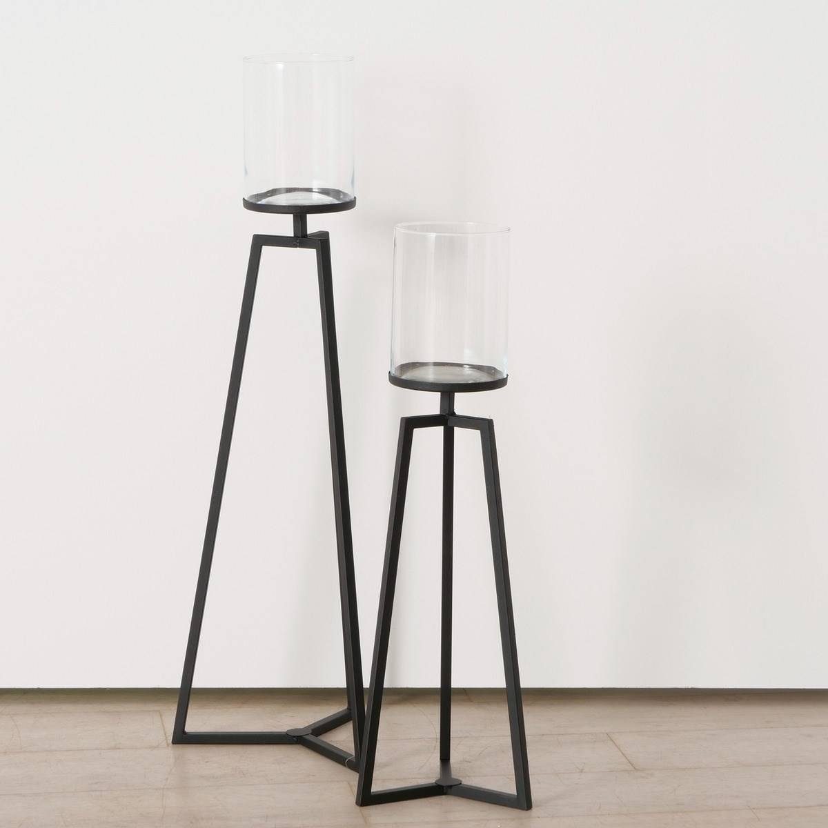 BOLTZE GRUPPE GmbH Kerzenhalter Kerzenhalter aus Glas auf Metallgestell COSA, 75-95 cm (2er-Set)