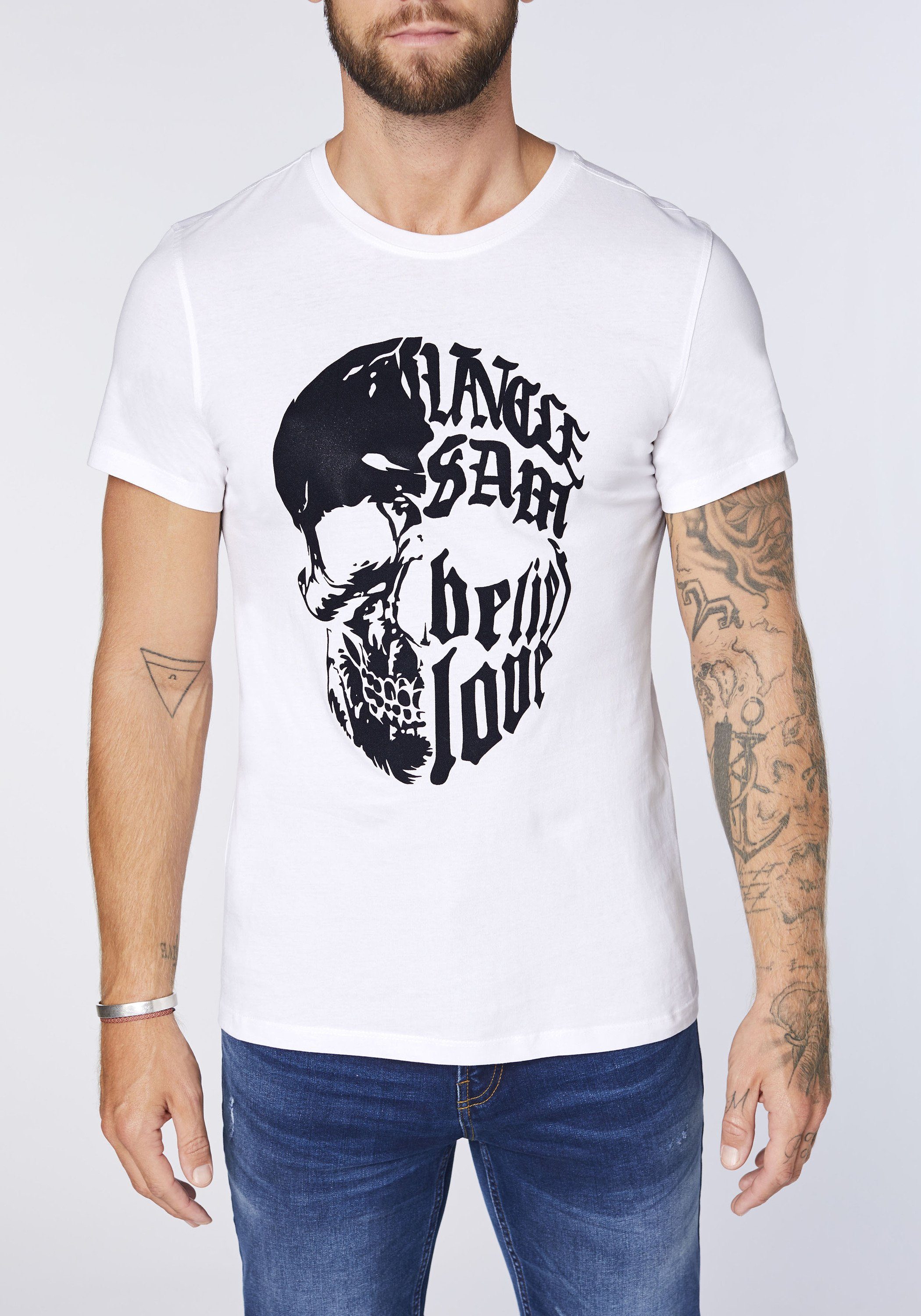 Bright White Baumwolle 11-0601 Uncle Sam Print-Shirt aus