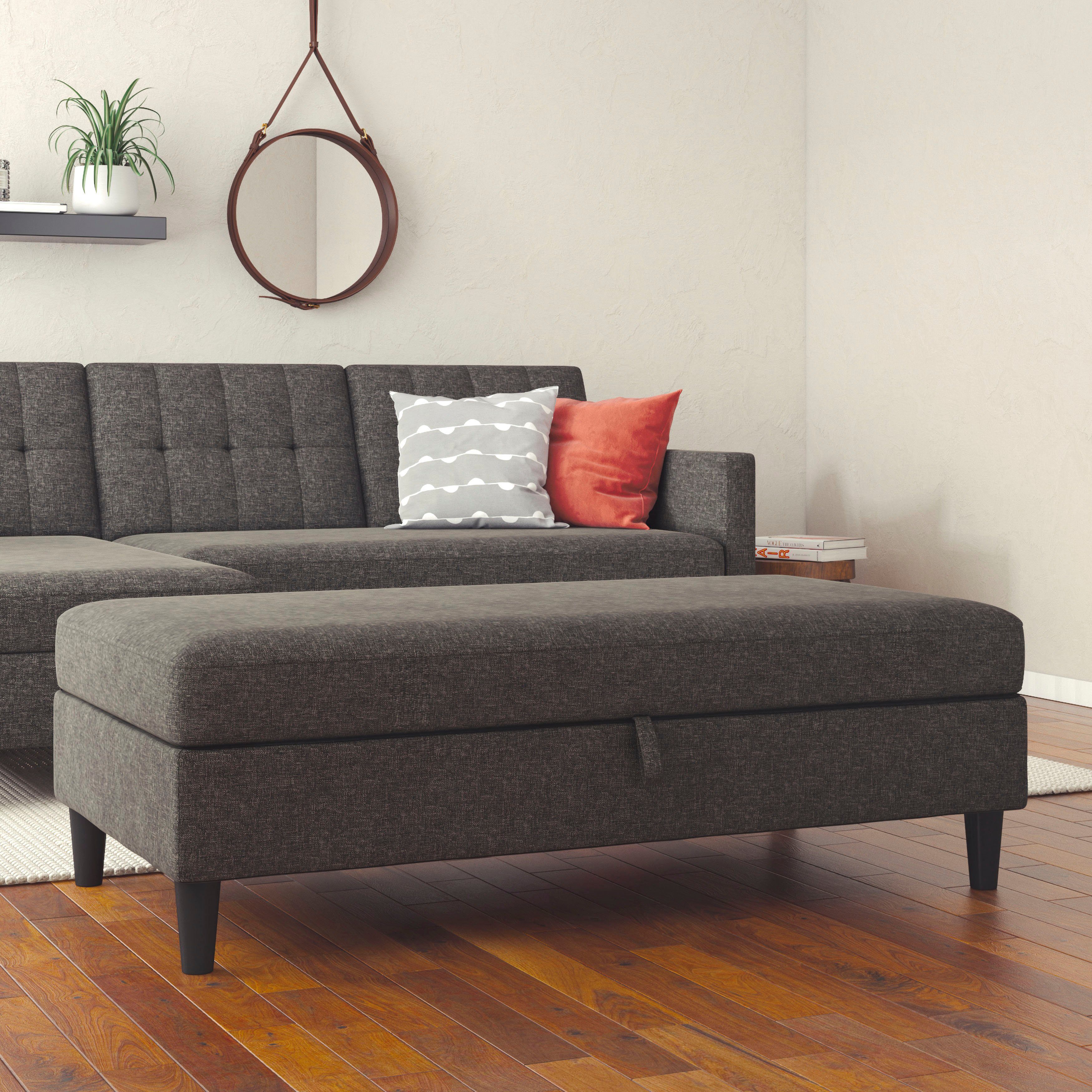 Dorel Home Stauraumhocker Hartford, Polsterhocker mit Stauraum, frei im Raum stellbar, Sitzhöhe 43 cm