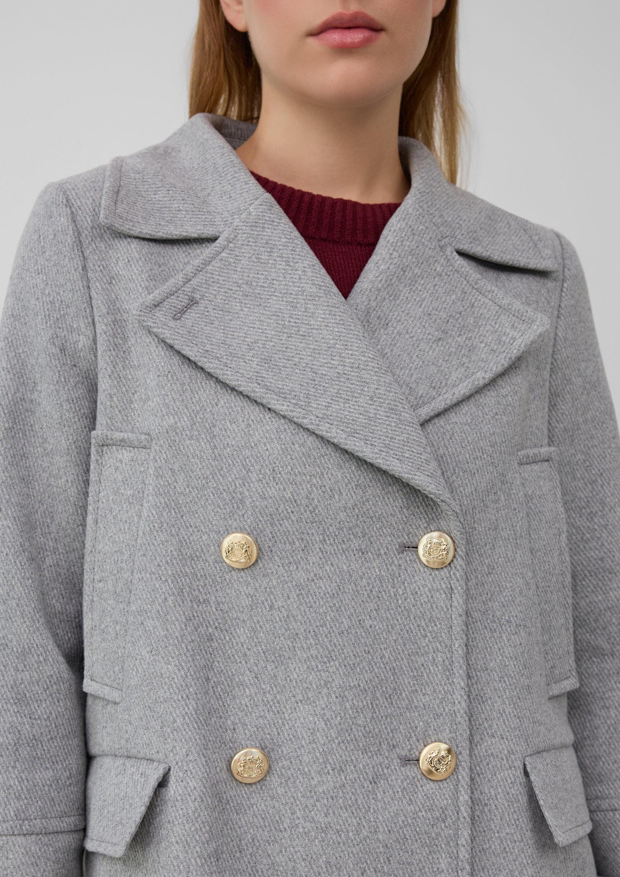 s.Oliver Funktionsjacke Outdoor-Jacke Doppelreihige Jacke aus Wollmix mit dekorativen Knöpfen