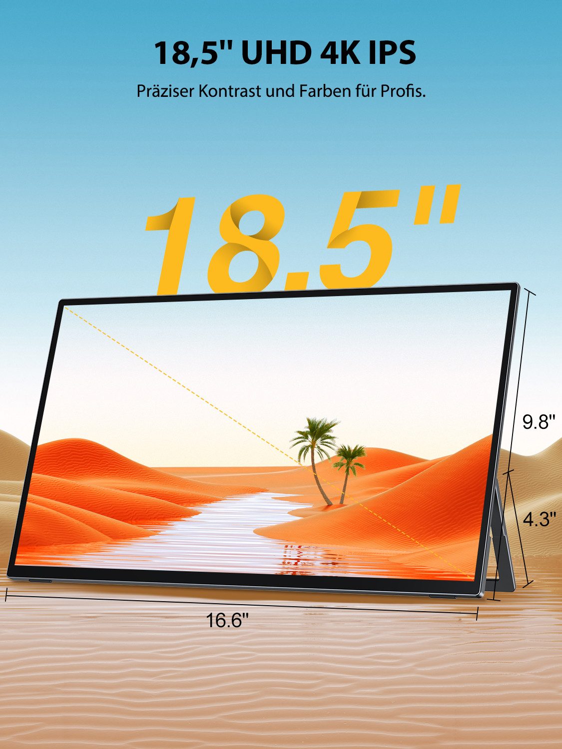 UPERFECT 18,5 Zoll Tragbarer Touchscreen-Monitor, 120Hz Full HD Display Portabler Monitor (46,99 cm/18,5 ", 1920 x 1080 px, Integrierter Ständer, VESA-kompatibel, Metallgehäuse)