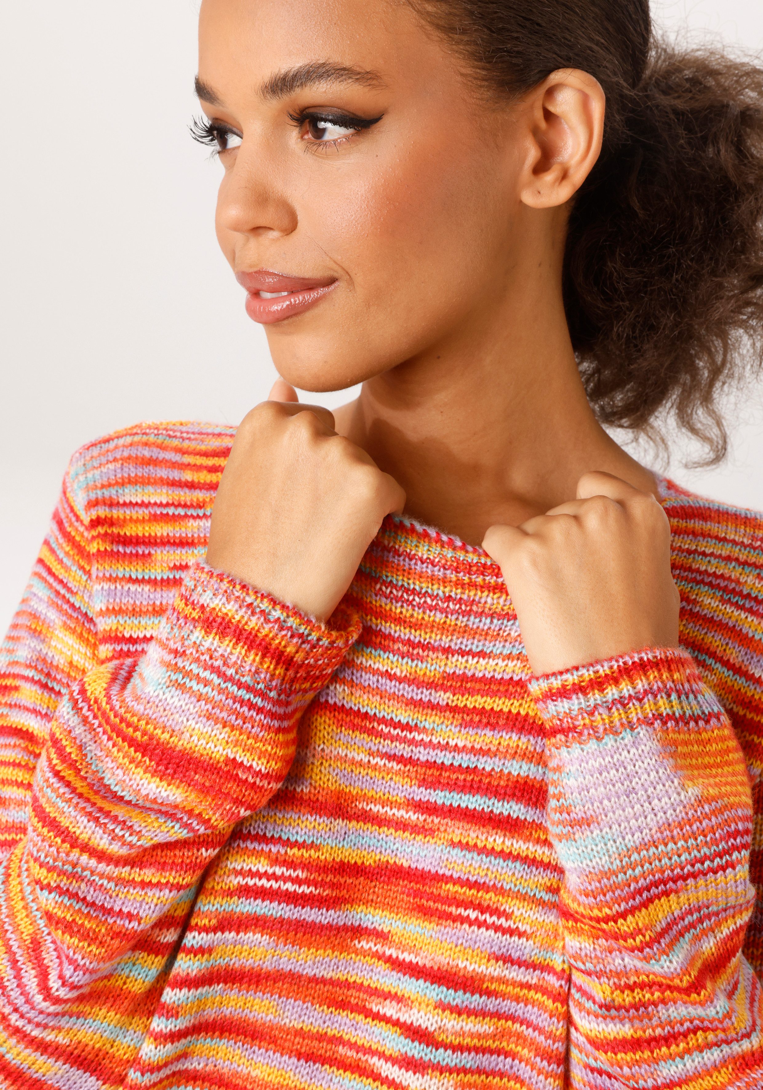 Aniston CASUAL Strickpullover aus farbenfrohen Effektgarn - jedes Teil ein Unikat