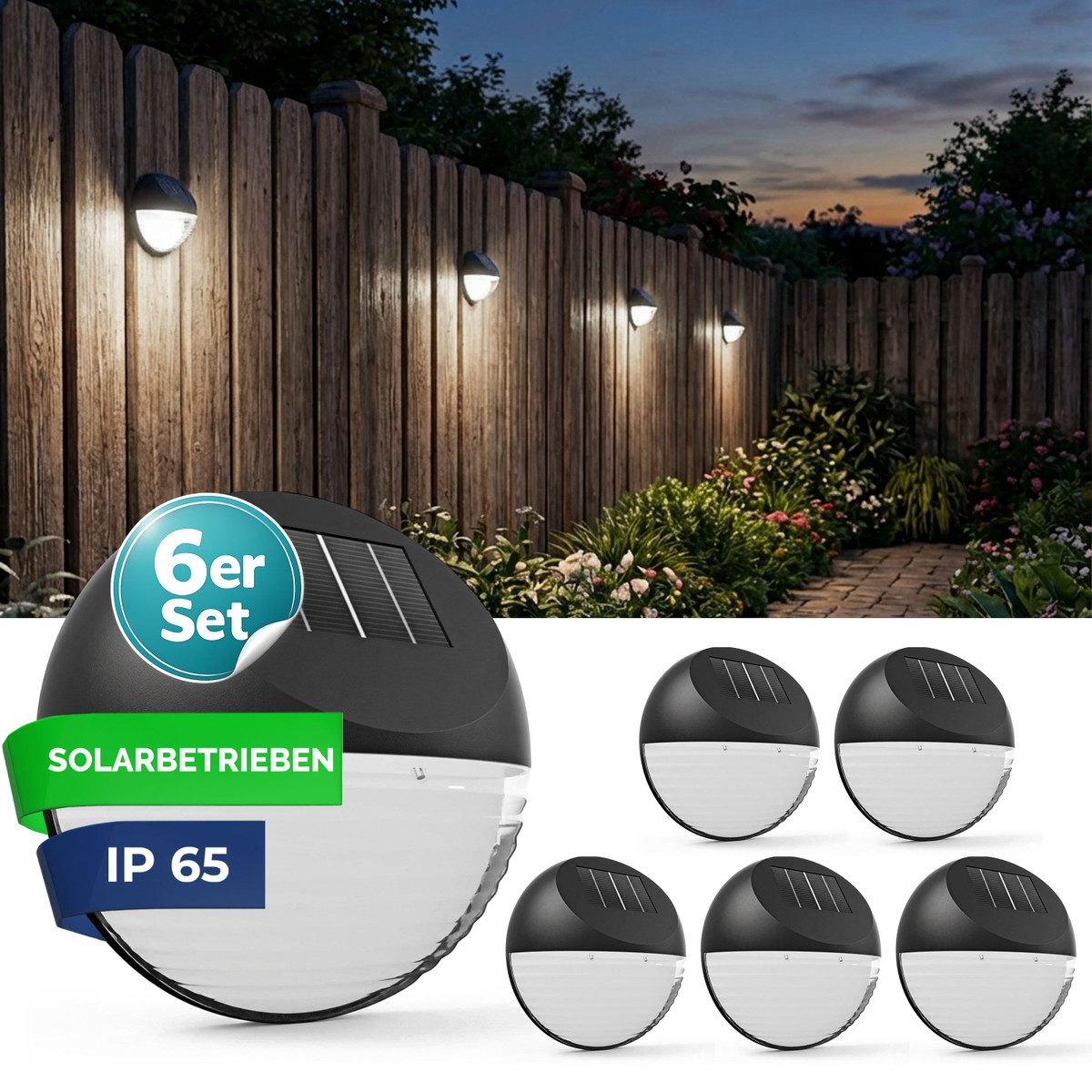 monzana LED Solarleuchte, Solarlampe, 6er Set Solarlampe Außen IP65 Hängend Garten Balkon Außenleuchte Zaun