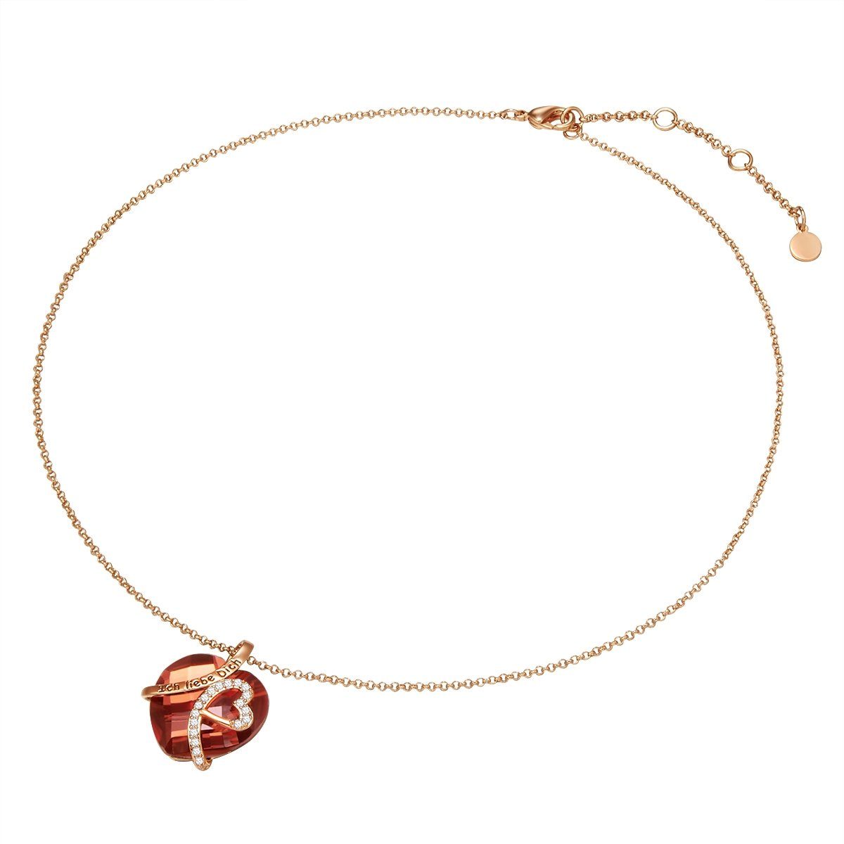 Rafaela Donata Collier Halskette Herzin roségold, mit Zirkonia in rot