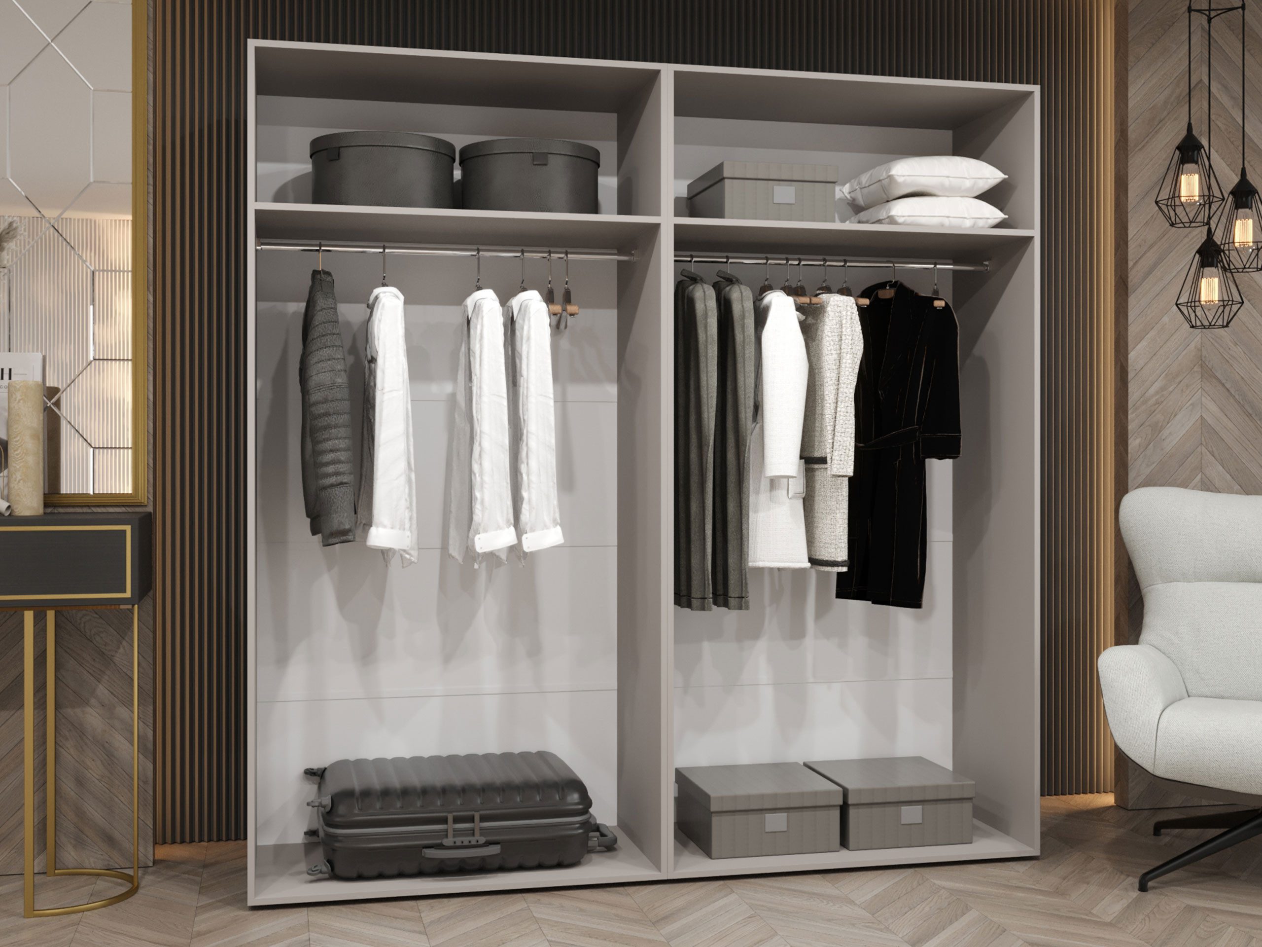 MIRJAN24 Kleiderschrank Malaga 200 (mit vier Drehtüren) 200x52x202 cm
