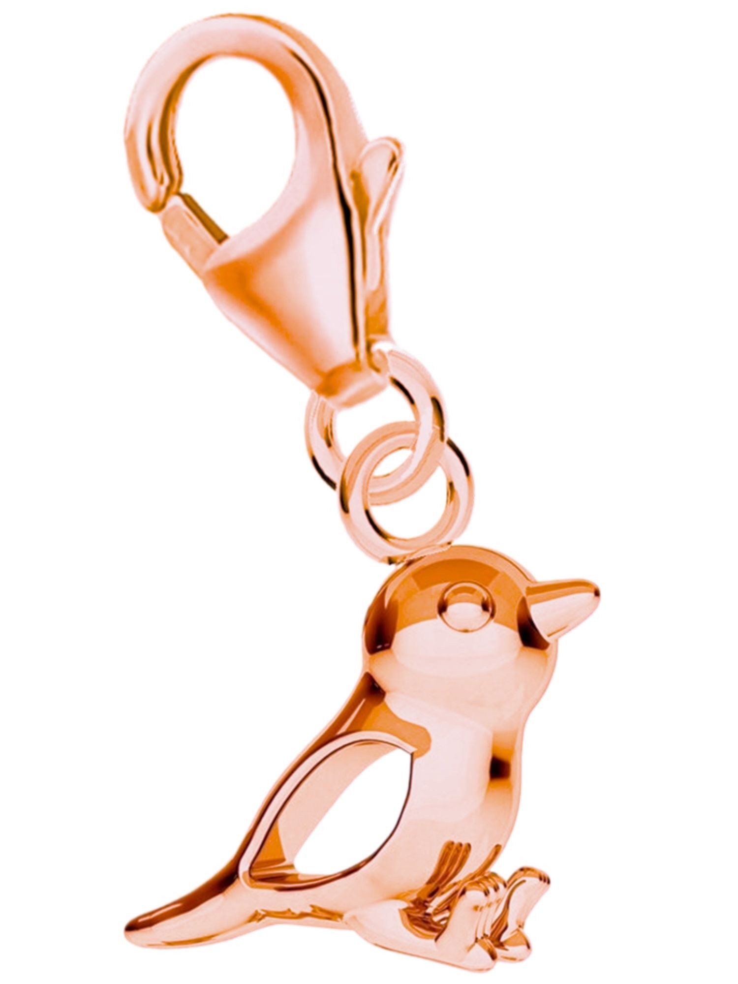 Goldene Hufeisen Charm-Einhänger kleiner Spatz Karabiner Charm Anhänger 925 Sterling-Silber (1 x Charm, inkl. Etui), für Gliederarmband oder Halskette