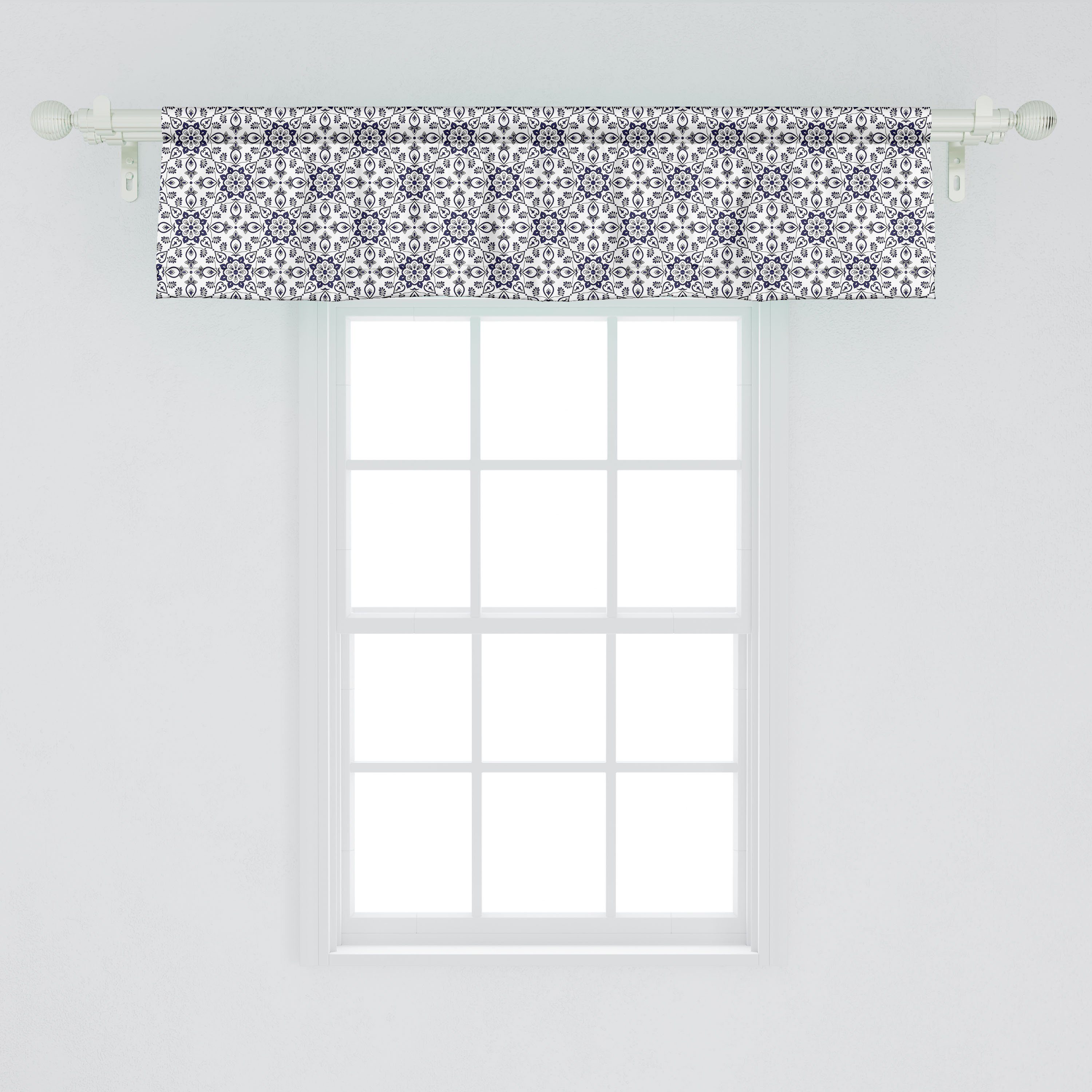 Scheibengardine Vorhang Volant für Blumen Abakuhaus, Dekor und Schlafzimmer Microfaser, Stangentasche, Blattmotive mit Blumen Küche
