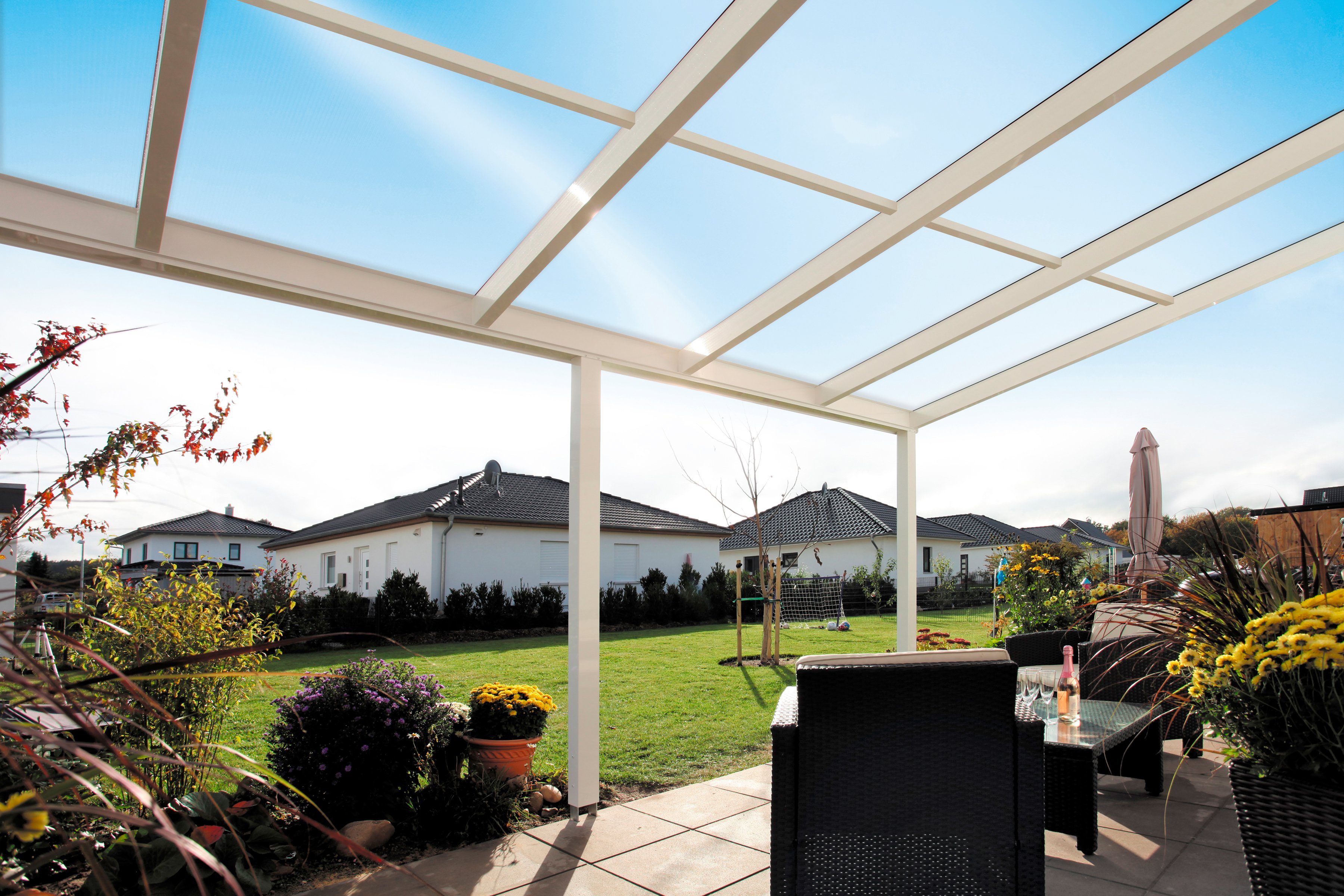 Skanholz Terrassendach Monza, BxT: 648x307