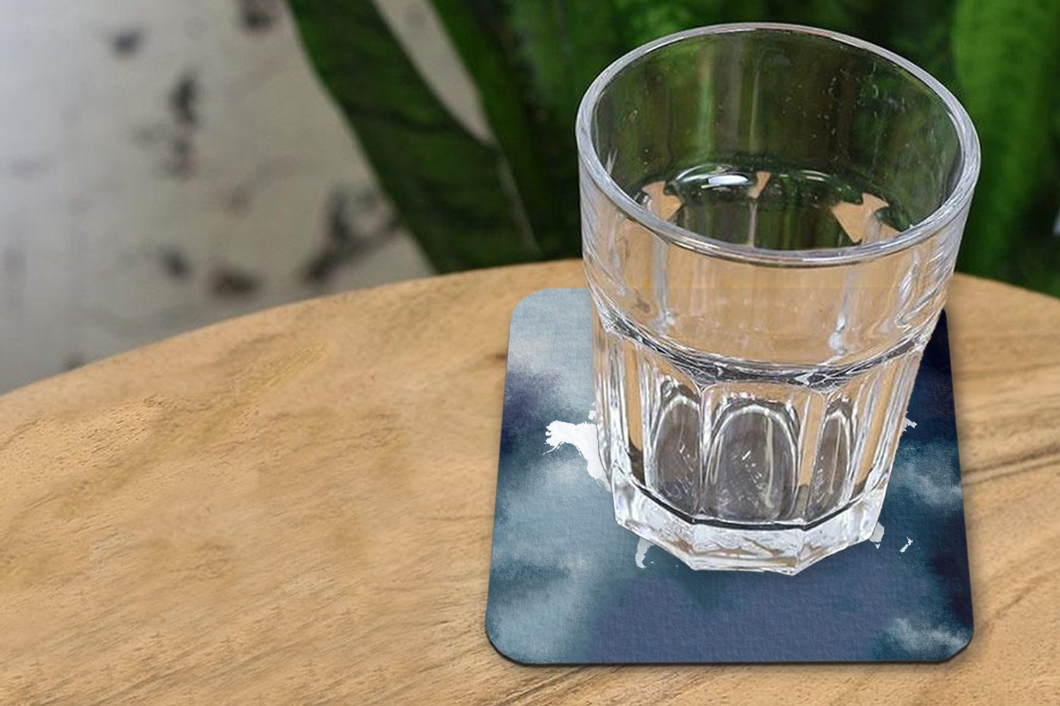 MuchoWow Glasuntersetzer Weltkarte - Aquarell Blau, Tasse - 6-tlg., Untersetzer, Gläser, Tischuntersetzer, Korkuntersetzer, für Zubehör Glasuntersetzer