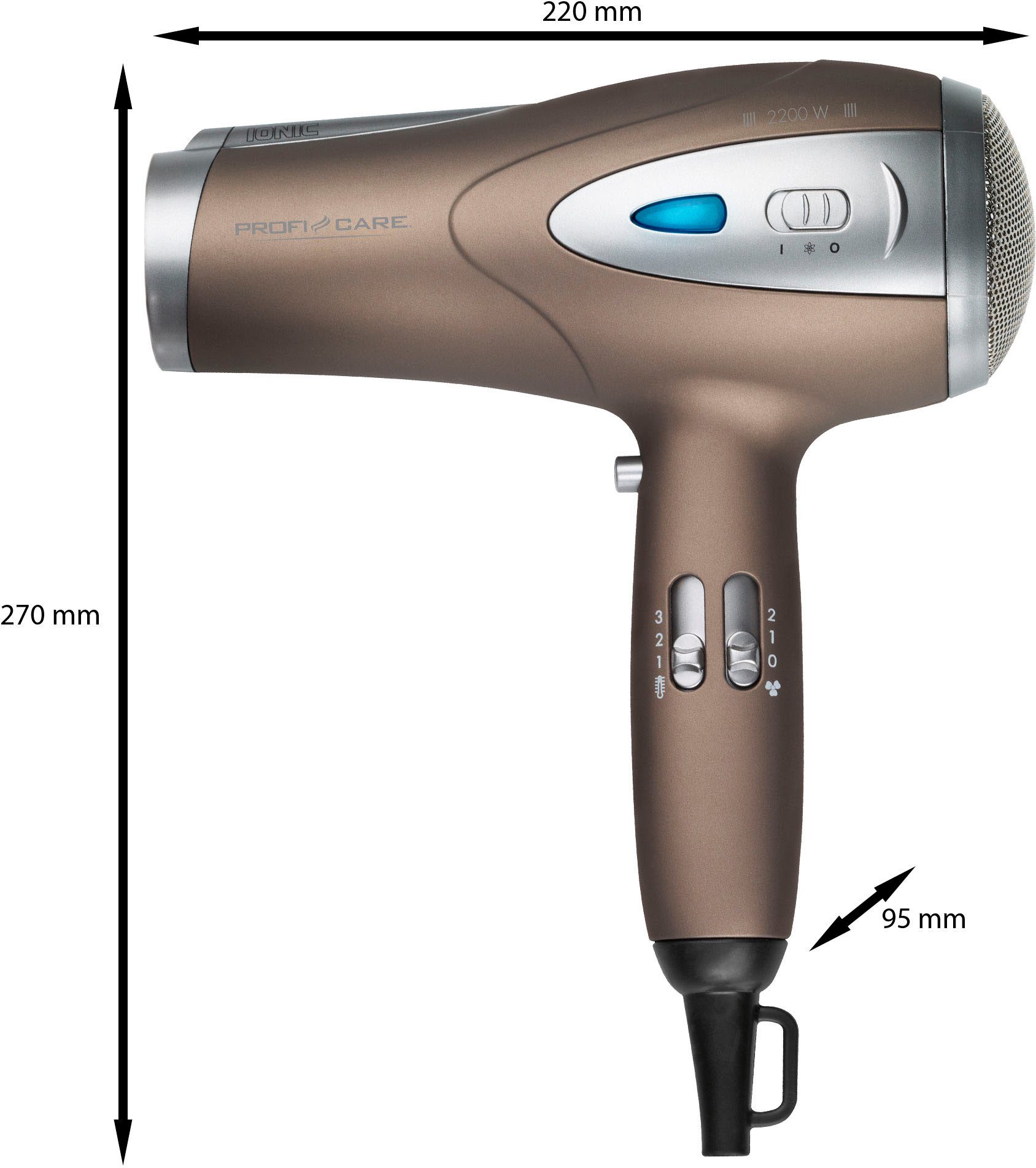 ProfiCare Ionic-Haartrockner PC-HTD 3113, 2200 W