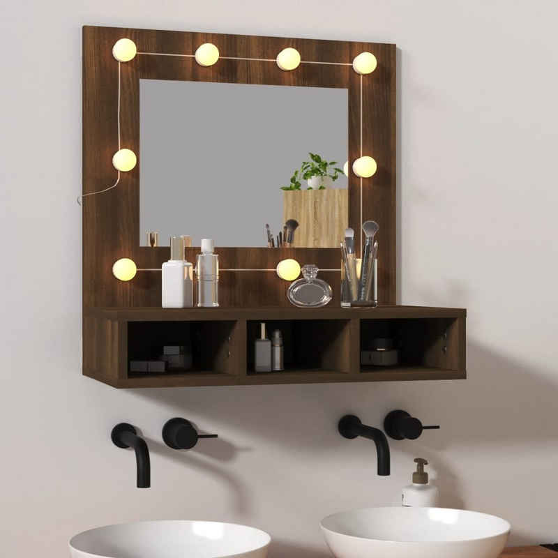 vidaXL Badezimmerspiegelschrank Spiegelschrank mit LED Braun Eiche-Optik 60x31,5x62 cm (1-St)