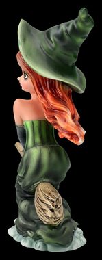 Figuren Shop GmbH Fantasy-Figur Hexen Figur - Willow fliegt auf Besen - Zauberin magische Dekofigur