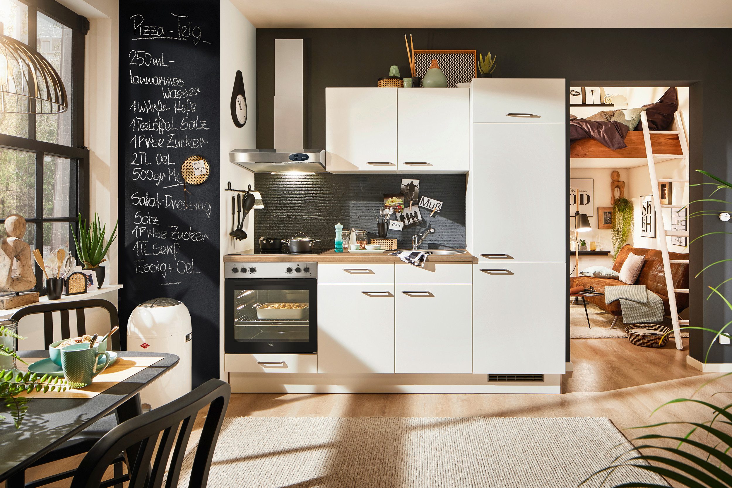 pino Küchenzeile Herlev, individuell anpassbar, gratis Küchenplanung mit Profis, (Breite 220cm), vormontiert, wahlw. mit E-Geräten, Preis inkl. Lieferung